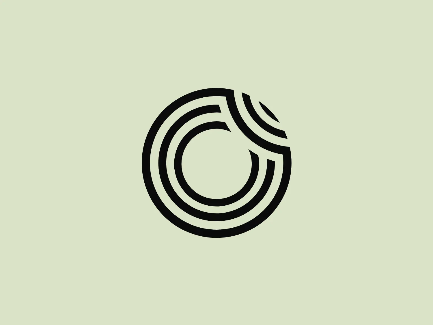The Opigno logo features a modern, abstract design comprising several curved lines and rings that create a sense of movement and fluidity. The lines are a deep navy, which contrasts sharply with the plain white background, giving it a clean and professional appearance. The curves suggest a dynamic looping motion or a wave-like element, reflecting flexibility and innovation as part of the brand's identity.