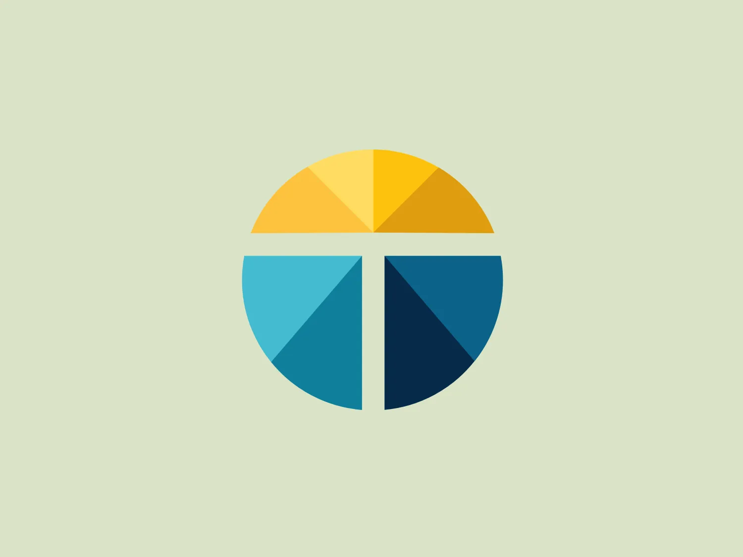 The Tarsus logo is a stylized, minimalistic depiction of a circle segmented into six pie-shaped parts with alternating shades of blue, gradient from yellow to orange. The modern and clean design aesthetic would likely resonate well with technology or creative industries due to its simplicity and dynamic use of color. Gradients add depth and a sense of innovation to the logo.