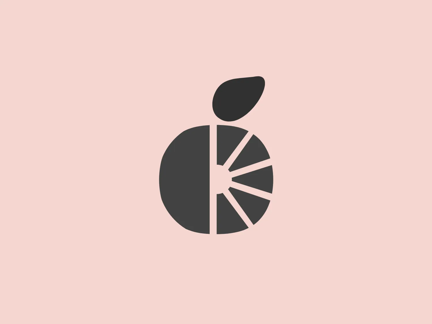 The Grocery Market logo features a stylized image resembling an orange slice or fruit. It's a simple yet modern design with bold, flat shapes. The main part of the logo is a segmented circle filled with a bright orange color, mimicking the sections of an orange. Adjacent to this circle is a single, solid, leaf-like shape in a deeper shade of green, giving a clear representation of freshness and natural produce. The overall aesthetic is minimalistic and would appeal to a brand looking for a clean, healthy, and organic image. This display of vivid colors and uncomplicated forms embodies a youthful and energetic spirit.