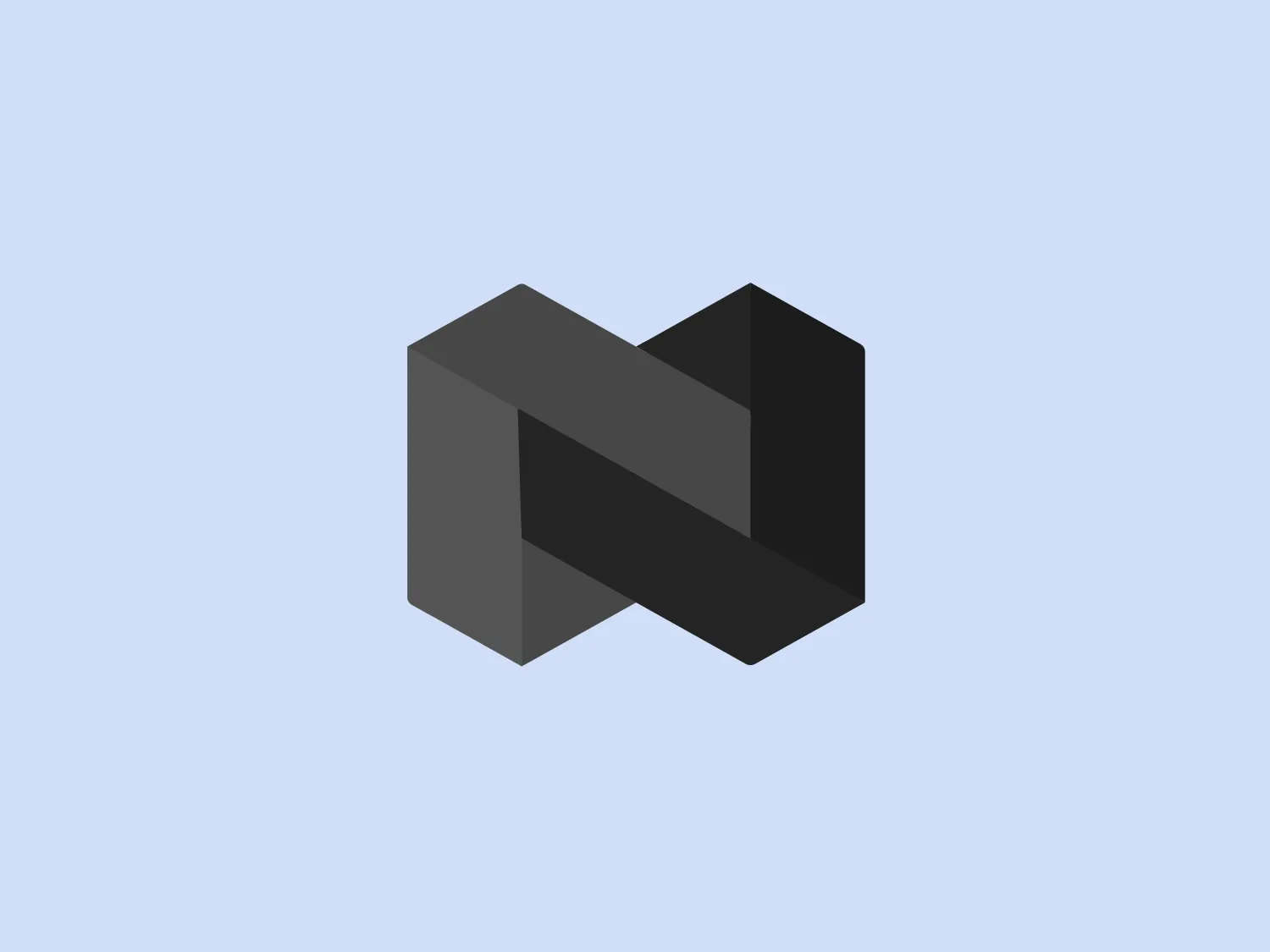 The image is of a modern, abstract logo that consists of what appears to be a stylized letter 'N' constructed from a series of geometric shapes for the company Nexo. The shapes include overlapping and adjoining three-dimensional cuboids. There are at least two main colors in the design: a vibrant sky blue and a deeper navy blue, which give the logo a sense of depth and contrast. The overall aesthetic is crisp, corporate, and tech-oriented, suggesting innovation and professionalism. Interesting features of the design include the use of gradient and shadows to create a sense of three-dimensionality and the visual play between the shades of blue.