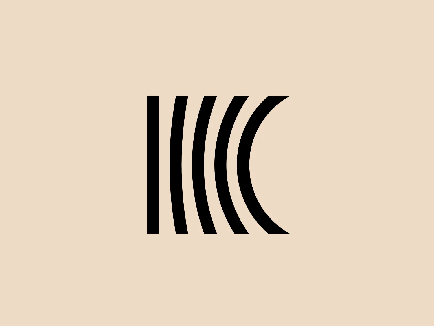The Kinetic Studio logo showcases a minimalist design with a series of black vertical lines that graduate in width and curve slightly towards the right, conveying a sense of movement. The sleek and modern look with an abstract feel could represent sound waves, connectivity, or dynamic flow. The monochromatic design adds versatility and contrast, making it suitable for a variety of applications.