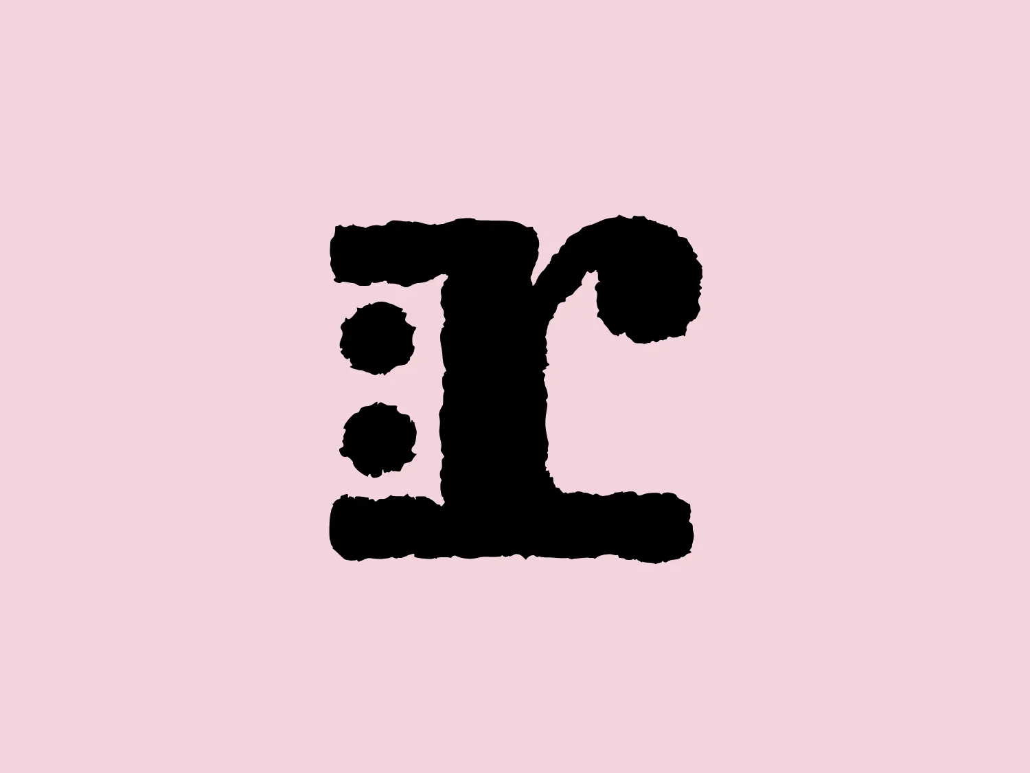 The Reprise Records logo is a simple, yet bold design featuring a stylized lowercase 'e' with a larger circle forming the top part of the 'e' and three smaller circles in a vertical line to the left, representing the letter's distinct feature of the 'e.' The design is rough-textured, reminiscent of brush strokes or ink blotting with a solid black color that contrasts sharply with the white background. The overall aesthetic is modern with an organic and slightly grunge feel.