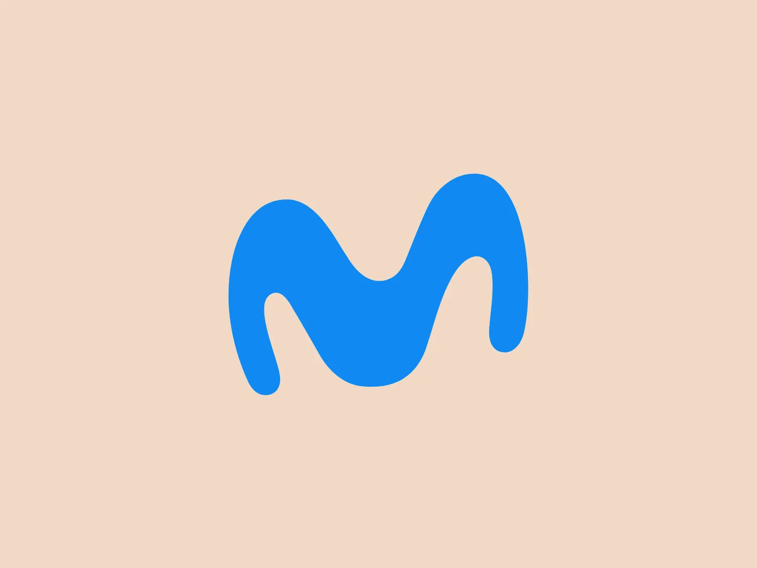 The Movistar logo features a stylized, fluid, and amorphous shape that resembles a waveform or a dynamic ribbon-like figure. It is composed of a single, bold blue element with a smooth and curvy outline, creating a sense of motion and modernity. The color is a vibrant and saturated shade of blue, giving the logo a striking appearance and helping it to stand out. The logo's design is minimalist and abstract, allowing for various interpretations and making it versatile for different contexts or industries. Given its modern and clean aesthetic, a neutral and light background color would complement it well.