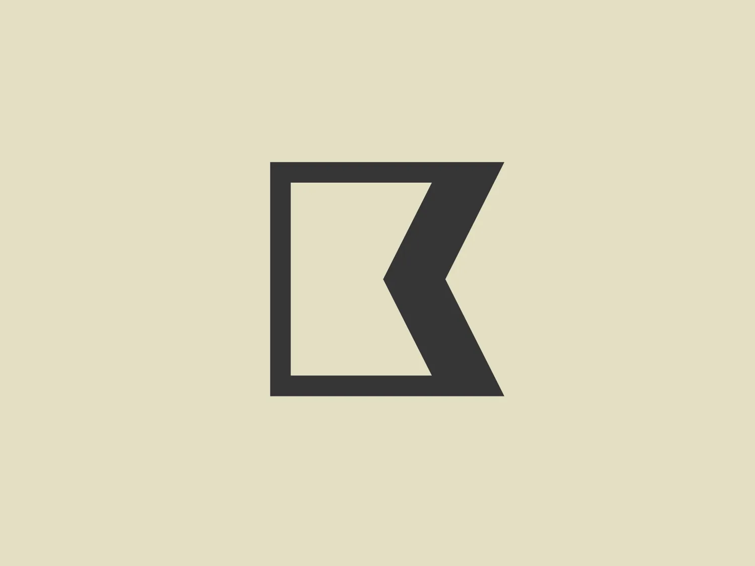 The business has a bold, modern, and minimalistic logo featuring a stylized, geometric shape resembling the letter "K." The design is composed of two intersecting angular elements, with the left side forming a vertical line and the right side branching out into two sharp points, creating a sense of forward motion or a directional arrow. The vibrant magenta color gives the logo a vibrant and energetic look, while a subtle background color would provide a natural contrast.