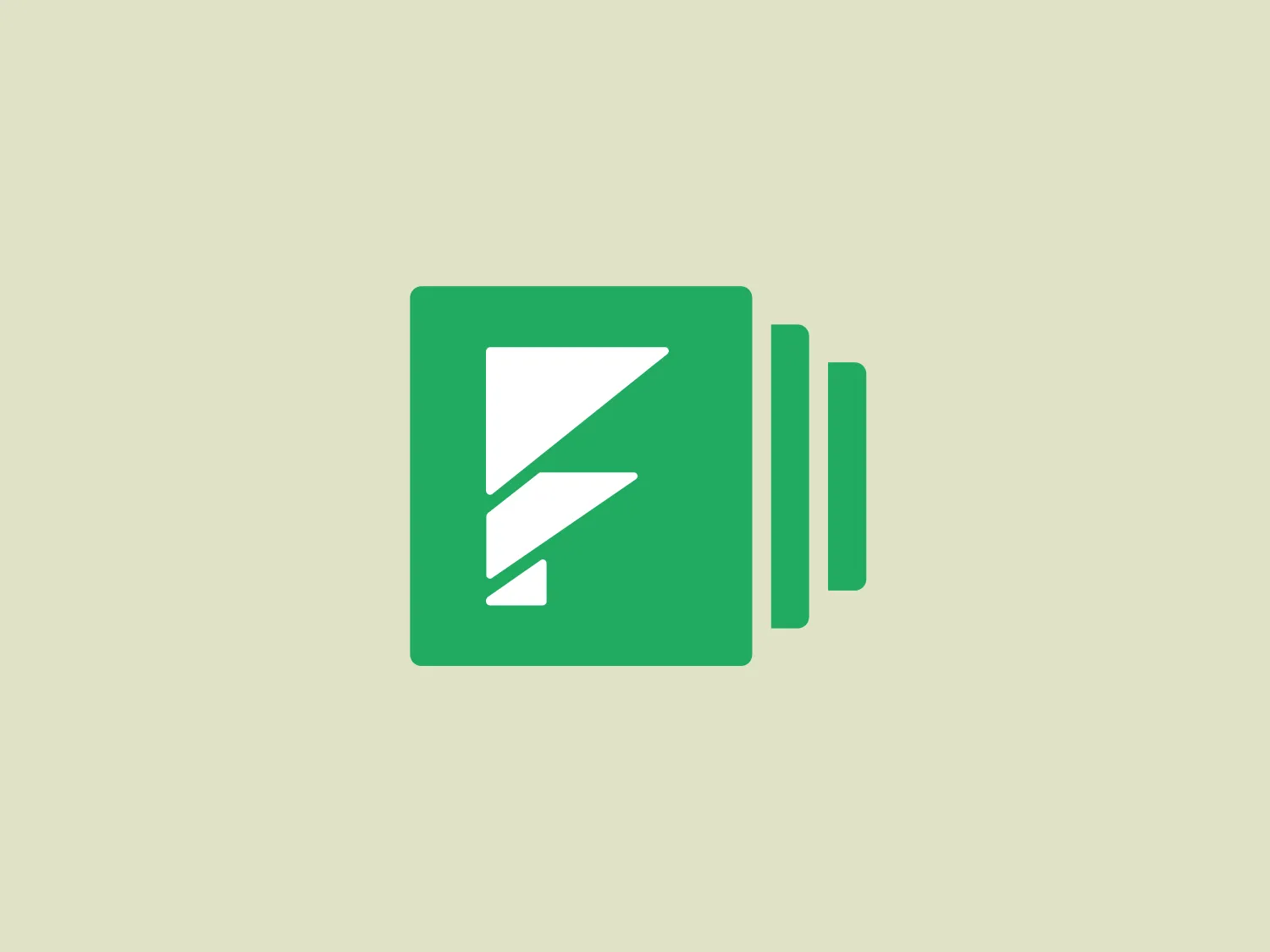 The Formstack logo features a green square with a white, stylized letter or symbol that suggests motion or electricity. The logo includes a diagonal cut from the upper left to the lower right, filled with a white space that separates the symbol into two parts. The right section resembles layers or levels, hinted at by three white lines that mimic the form of a battery or levels indicator. The design is modern, clean, and implies technology or energy. Its simplicity allows for versatility in use.