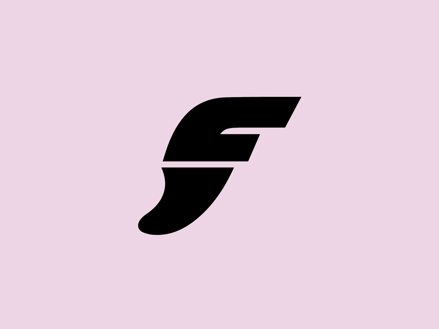 The image depicts the distinguishable logo of Futures Fins, combining the letters 'F' and 'S' in a bold, modern design with sleek, curved lines, conveying speed, precision, and cutting-edge style. The minimalist aesthetic and solid black color suggest sophistication and elegance, ideal for representing the company in the tech or sports industry.