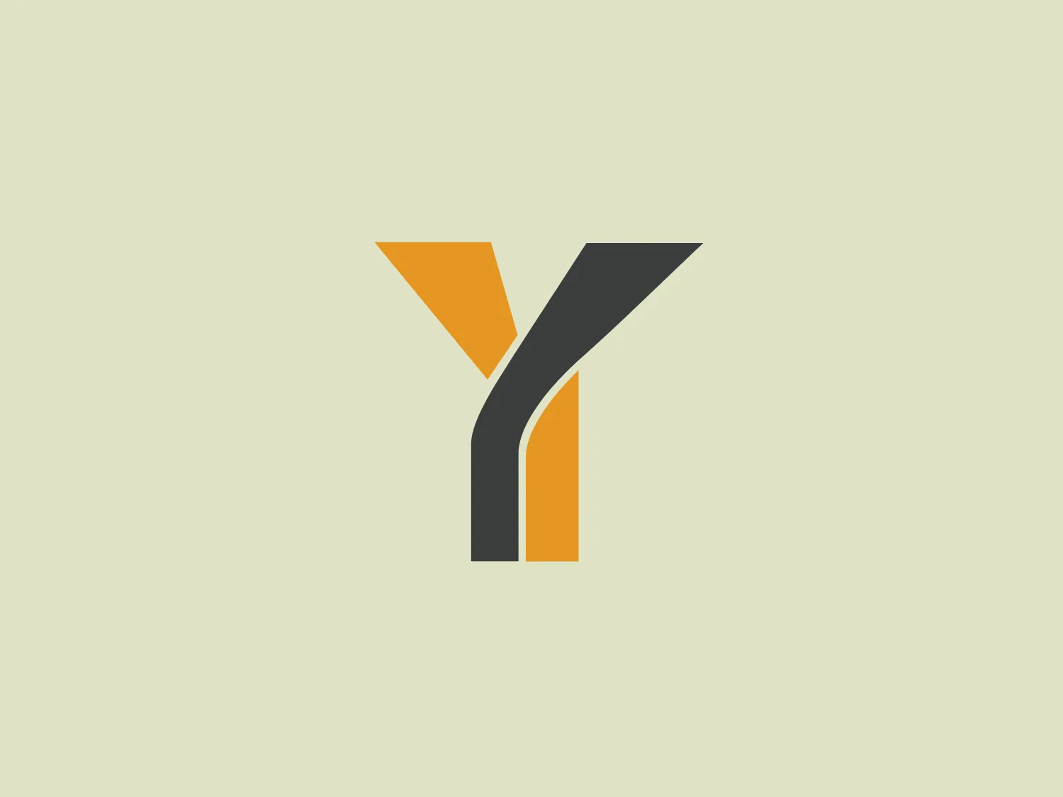 The logo features a stylized representation of the letter 'Y' using geometric shapes and negative space, embodying a modern and minimalistic design with sharp angles. Composed of a right-angled mustard yellow triangle, a curved dark grey rectangle, and a shorter, muted yellow rectangle, the design introduces a sense of dynamism and branching out. The contrast of colors and the spacing between the shapes add depth and make the Skyra logo eye-catching.