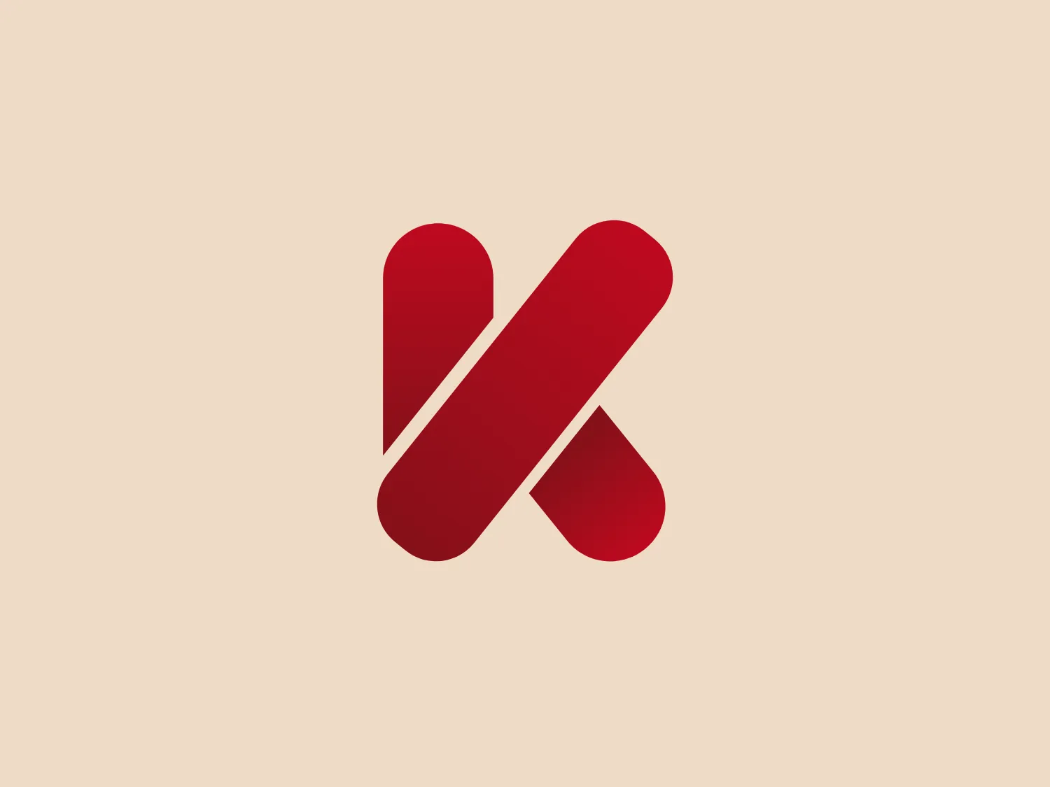 The Kenpong logo features a stylized, abstract mark resembling a combination of the letters 'V' and 'K.' It is designed with two bold, maroon-colored shapes that intersect with each other, creating a dynamic and modern feel. The shapes have rounded ends, which softens the design and adds a touch of friendliness. Its simplicity enables versatility and easy recognition. Given the boldness and warmth of the maroon color, a soft and neutral background would complement it well.