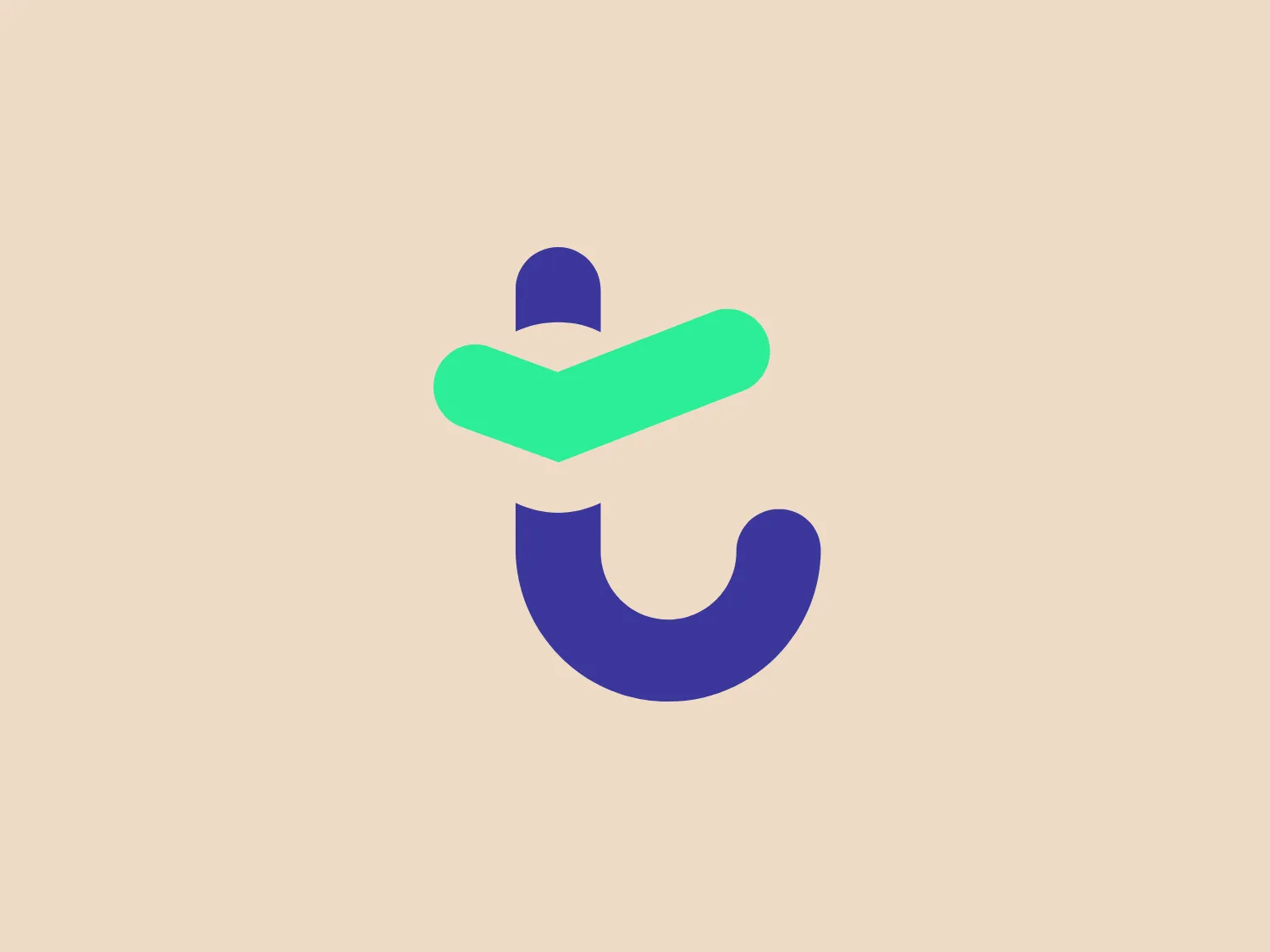 The logo for Timizer is an abstract design resembling a stylized letter "T" or a combination of a check mark and a curved shape, suggesting dynamism and correctness. The top part is a bright green, slightly curved check mark, while the bottom part is a bold, purple curve. The upward movement of the check mark conveys a sense of positivity and affirmation. The modern and minimalistic design uses gradient colors, creating depth and a professional yet approachable aesthetic.