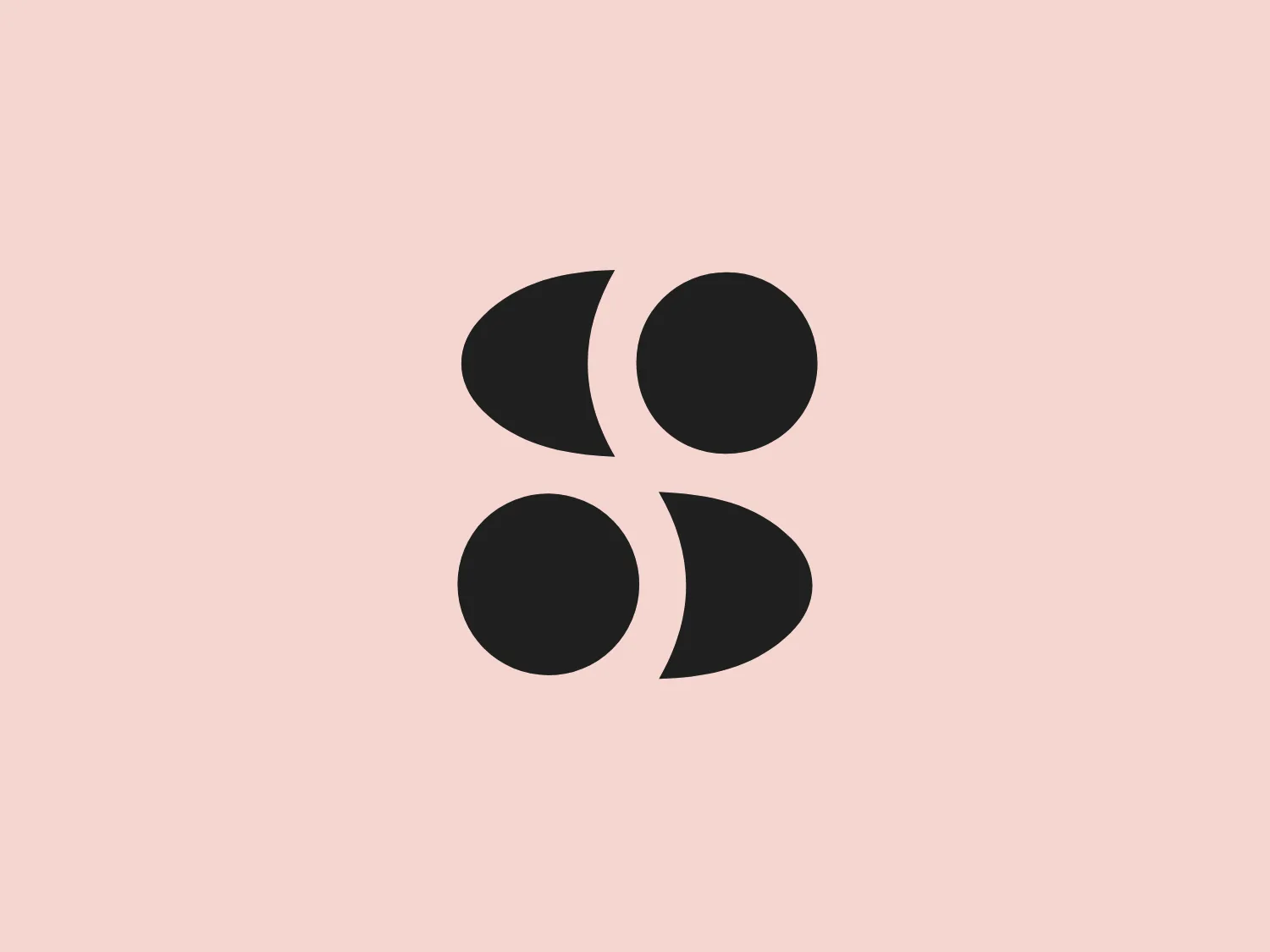The Stockwell logo features a stylized arrangement of four red circular elements, each with a flat edge on one side. Paired and mirroring each other, the circles form an abstract, symmetrical shape that suggests dynamic movement or rotation. The bold and eye-catching design employs a bright, solid red color (#FF0000) and leans towards a modern, clean, and minimalist aesthetic with a lack of additional embellishment or text. The use of negative space between the elements creates an invisible cross that adds balance and proportion to the overall design. Hexcode: #E2E8D2