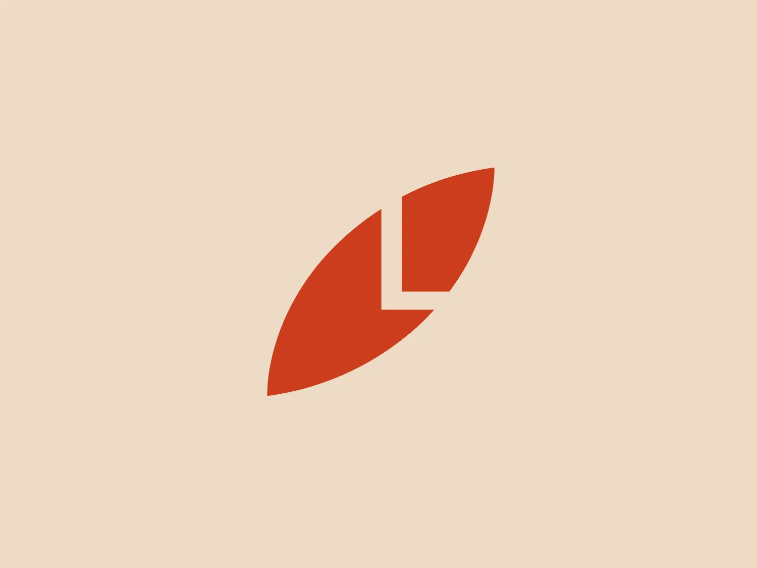 The Laureate logo is an abstract, stylized design consisting of two main elements: a larger, orange leaf-like shape and a smaller white shape resembling a stylized 'L' or an arrow. The orange shape has a smooth, curved form tapering to a point at the end, creating the impression of motion or natural growth, while the white element provides a striking contrast that captures the viewer's attention. The design aesthetic is modern, clean, and minimalist, suggesting dynamism and innovation. Given the colors and design, a subtle, light background that complements the logo's vibrancy would be appropriate.