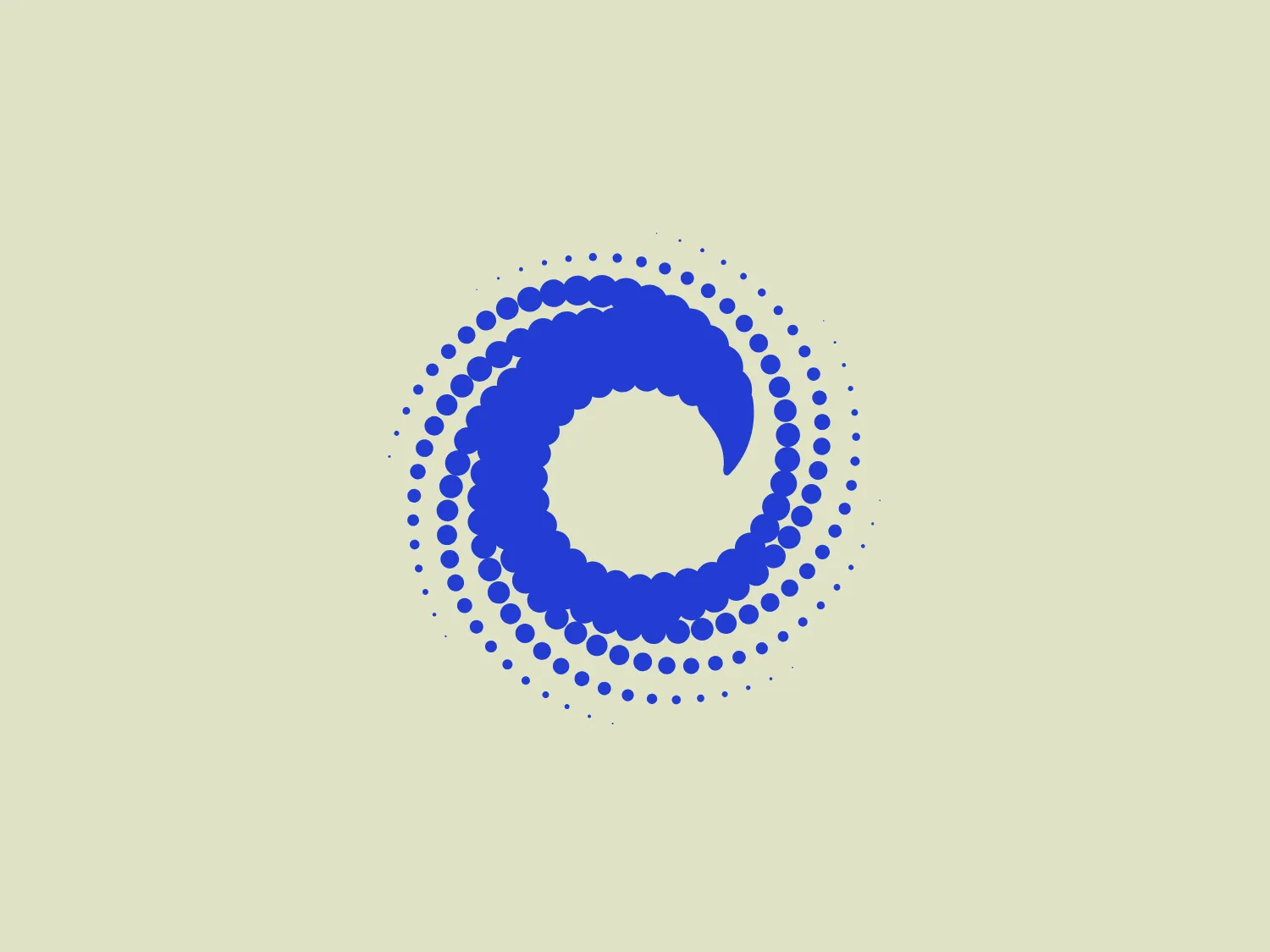 The ConsenSys logo is composed of a series of dots forming a spiral pattern that starts from the center and swirls outward in a counter-clockwise direction. The dots gradually increase in size from the center to the edge, creating a dynamic sense of movement. The overall color of the logo is a vibrant royal blue, which stands out boldly and suggests a sense of energy and innovation. The design aesthetic is modern and minimalistic, with the use of negative space adding to its visual impact. The simplicity and the abstract nature of the spiral make the logo versatile and memorable. To complement this logo, a subtle and light background color would be most suitable to maintain the logo's prominence and vitality.