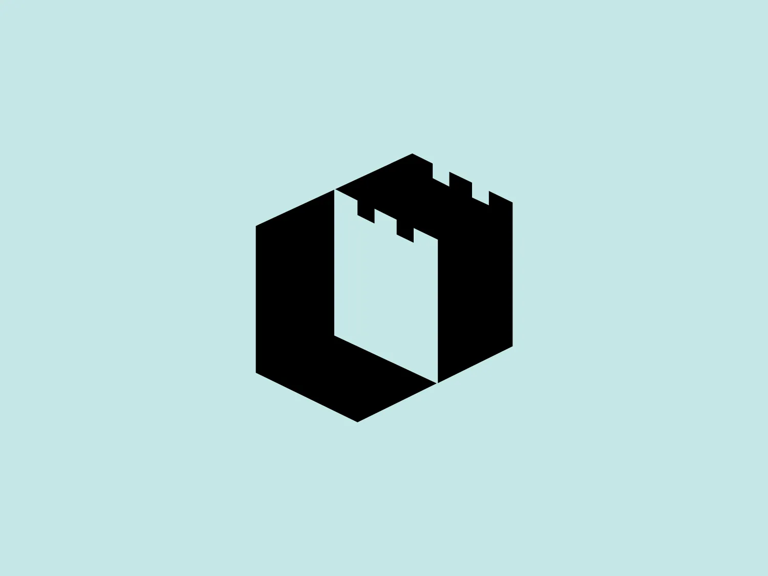 The Oldcastle logo features a stylized, minimalist cube using negative space to create a three-dimensional effect. It employs sharp angles and clean lines for a modern, geometric aesthetic. The monochromatic color palette utilizes black to offer a stark contrast and accentuate the shape. The clever use of negative space suggests missing cube segments, lending an abstract, thought-provoking quality to the image.