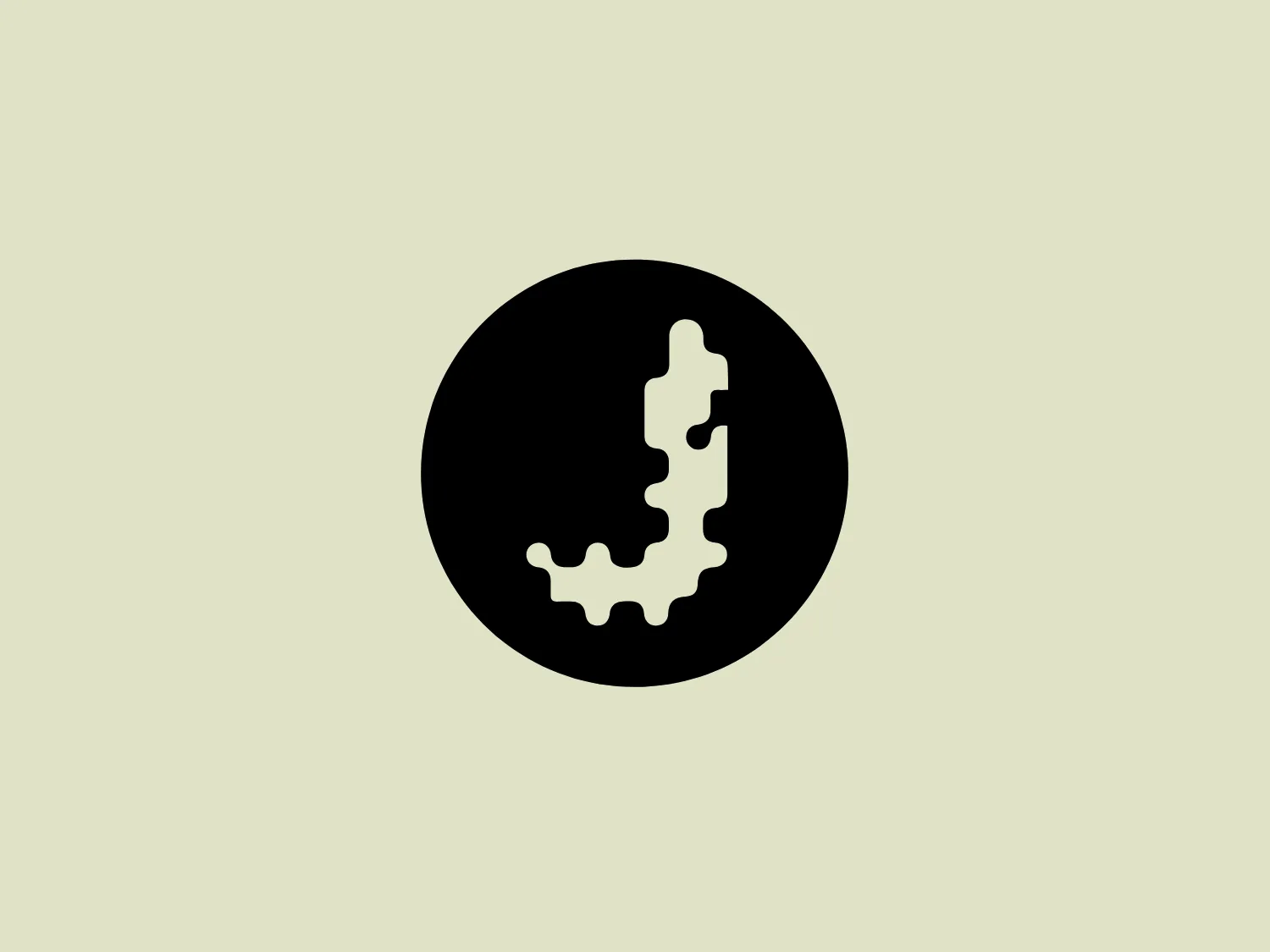 The image depicts a simplistic yet compelling Jigsaw logo consisting of a white abstract shape against a solid black circular background. The white shape resembles a stylized spine or a vertically oriented puzzle piece, conveying a sense of connectivity or progression. This dynamic contrast between the white and black creates a striking visual effect, ensuring the logo's prominence. Meanwhile, the roundness of the backdrop softens the overall design, adding an element of approachability. The logo's design is modern, clean, and would likely be versatile across various branding materials.