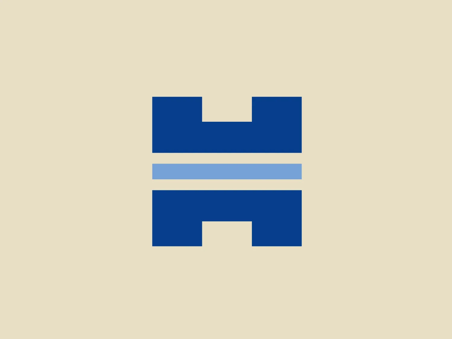 The logo for Hydraulico features a stylized representation of the letter 'H' in a bold, sans-serif typeface. It is composed of two vertical blue bars with a space between them, connected by two horizontal white lines. The design creates a balanced and modern aesthetic, with the white lines suggesting a bridge or connection within the letter. The rich, deep shade of blue exudes professionalism and reliability. The logo is best complemented by a light and neutral background.
