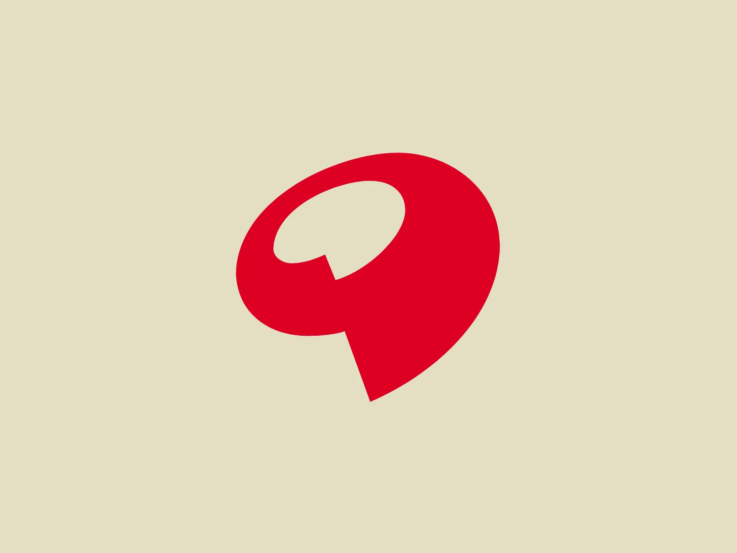 The Acom logo features a stylized letter "Q" with a distinctive design that resembles a chat bubble. The form has fluid, rounded contours with the tail of the "Q" extending downward. Its color is a bold, flat red that conveys energy and passion. Overall, the logo exudes a modern and communicative feel, suggesting connectivity and conversation. The simplicity of the design makes it versatile and easily recognizable.