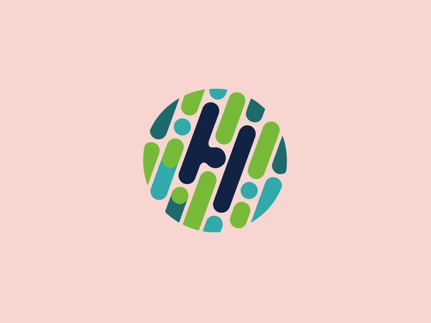 The Fred Hutch logo is a circular design consisting of an abstract pattern with rounded bars or lines in various shades of green and blue, creating a dynamic and organic mosaic. The central feature of the logo appears to be a stylized lowercase "h" in dark blue, standing out amidst the brightly colored shapes. The overall design aesthetic is modern and energetic, with a sense of movement created by the curved lines and the gradient transitions between colors. Given the vibrancy and cool color palette of the Fred Hutch logo, a background that provides contrast while complementing the existing colors would be ideal.