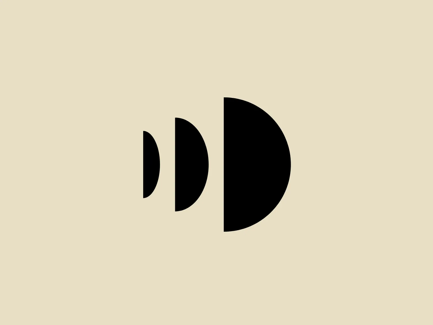 The Duffel logo is composed of four progressively increasing black quarter-circles aligned at their flat edges. This creates a minimalist and modern design that suggests a speed effect or movement, with an emphasis on simplicity and negative space to evoke technology or dynamic progress.