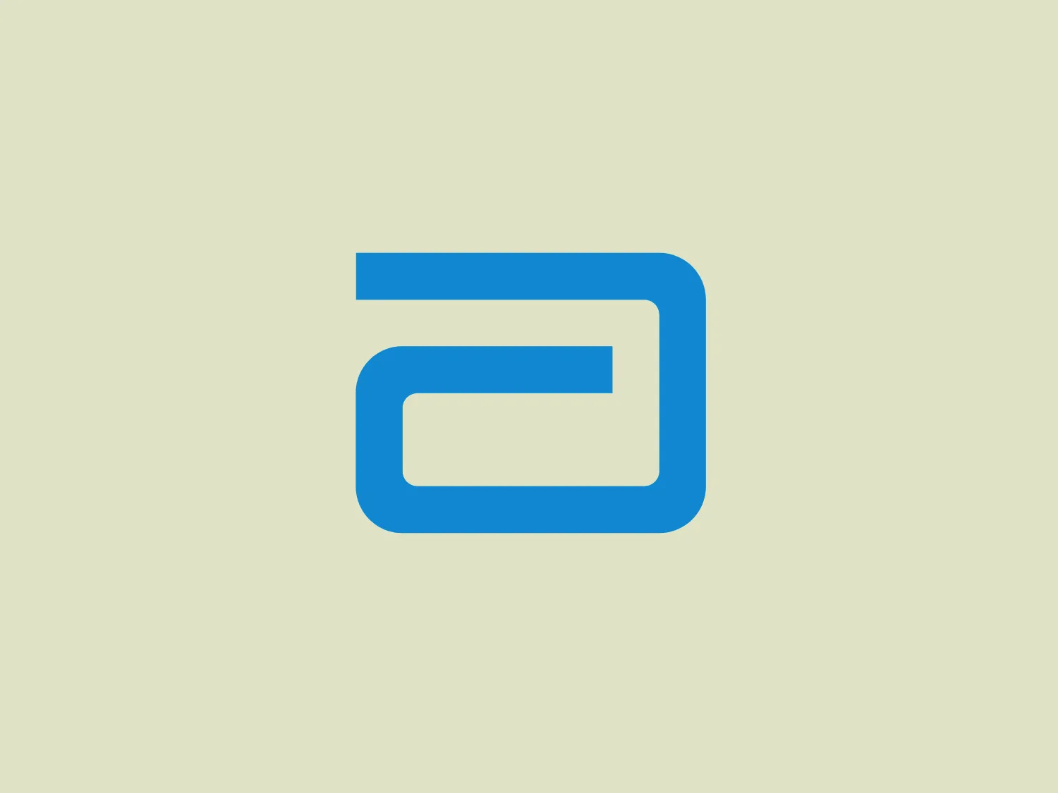 The Abbott logo is a stylized, abstract mark featuring two interconnected shapes. A bold, blue rectangle with rounded corners suggests inclusivity or continuity. Inside this larger shape rests a smaller, white rectangle with sharp corners, creating a sense of depth or layering. The use of blue is vibrant, conveying trust and professionalism. The overall design aesthetic is modern, clean, and suggests technology or connectivity.