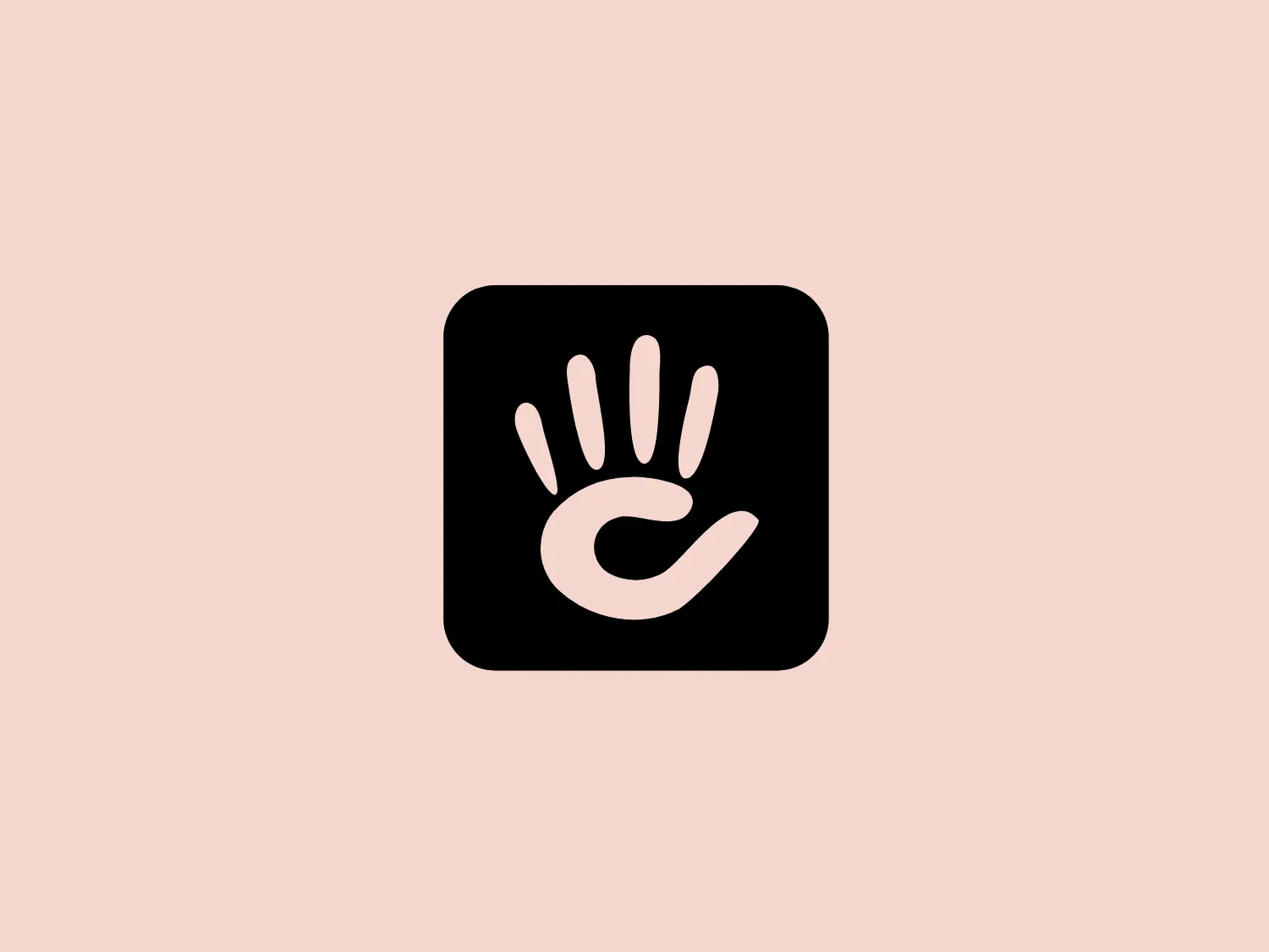 The Concrete5 logo features a stylized white handprint centered within a black square. The handprint includes all five fingers spread out, with a notable swirl design on the palm, suggesting a sense of individuality or identity. The design aesthetic is minimalist and modern, using high contrast between the white graphic and the black background to make a bold statement. The logo's simplicity ensures it could work across various mediums and sizes.