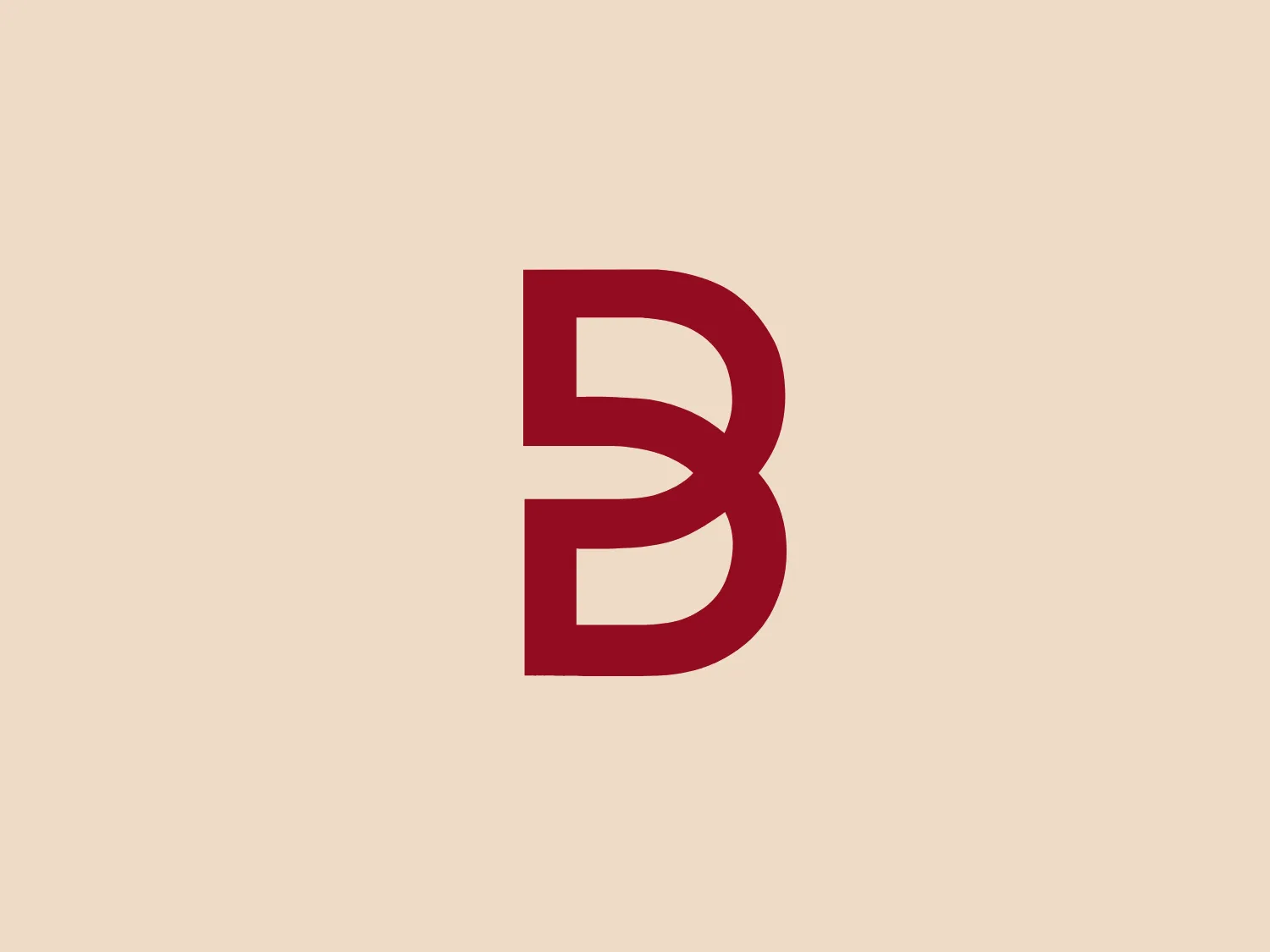 The Breuninger logo consists of a modern and minimalist stylized letter "B". The left part is a continuous, bold stripe, while the right part is a curved shape, evoking a sense of fluid motion. The overall color of the logo is a deep red, enhancing its boldness and visibility. The logo's clean lines and dynamic, yet simple shape reflect a sleek and professional aesthetic, suggesting a brand identity that values clarity and contemporary design.