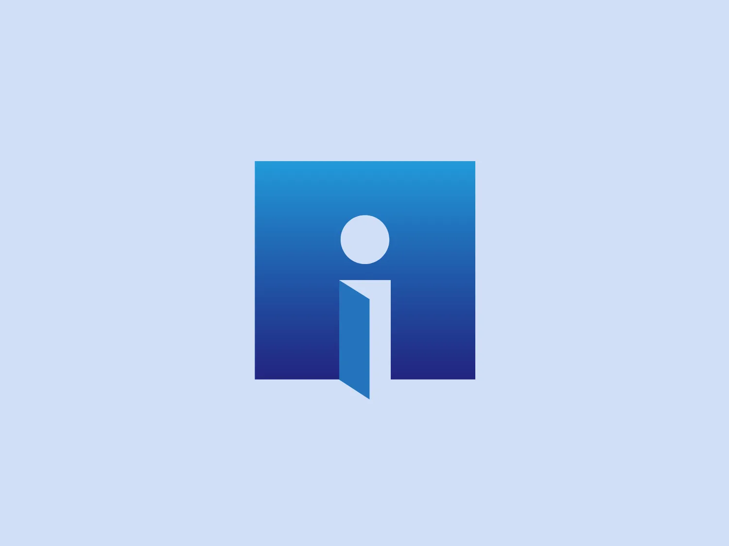 The Internships logo features a stylized lowercase letter 'i' against a gradient blue square background. The 'i' is formed with negative space, creating a forward-facing doorway or a turned page, symbolizing an invitation to information or innovation. The varying shades of blue evoke professionalism, trust, and technology.