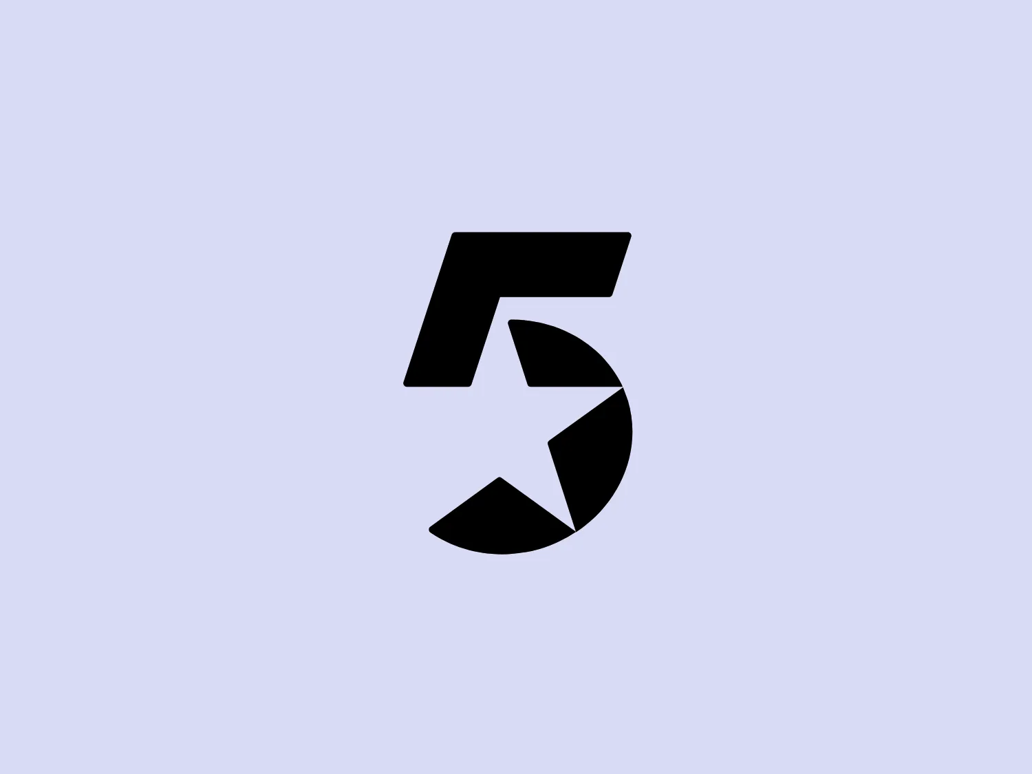 The Five Stars Cap logo features a modern and minimalist design with a stylized depiction of the number 5. Bold, black geometric shapes with sharp angles and straight lines intersect to form the "5," creating a dynamic and abstract representation. The use of contrast and negative space, alongside solid black against a white background, results in a strong visual impact.