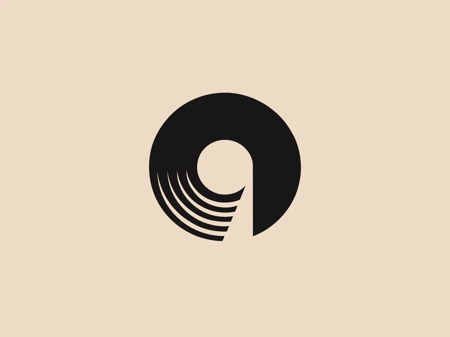 The Alanod logo features a stylized, abstract design composed of black concentric shapes that form a circular motif resembling the letter 'D' or a spiral in silhouette. At the center, the shapes taper into fine lines, creating a sense of movement and depth. The design is modern and clean, utilizing negative space effectively to distinguish the forms. This logo conveys a sense of innovation and dynamism.