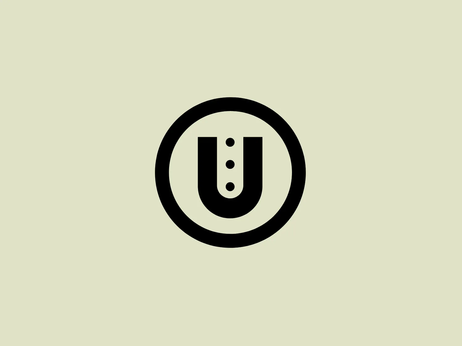 The Uniform Group logo flaunts a bold letter 'U' in black, adorned with three vertically aligned circular dots at its center, enclosed within a black circle. The design exudes stability and cohesion while embracing a modern and minimalistic aesthetic, accentuated by its simple, solid-colored presentation. The dots within the 'U' potentially symbolize data points, buttons, or digital technology.