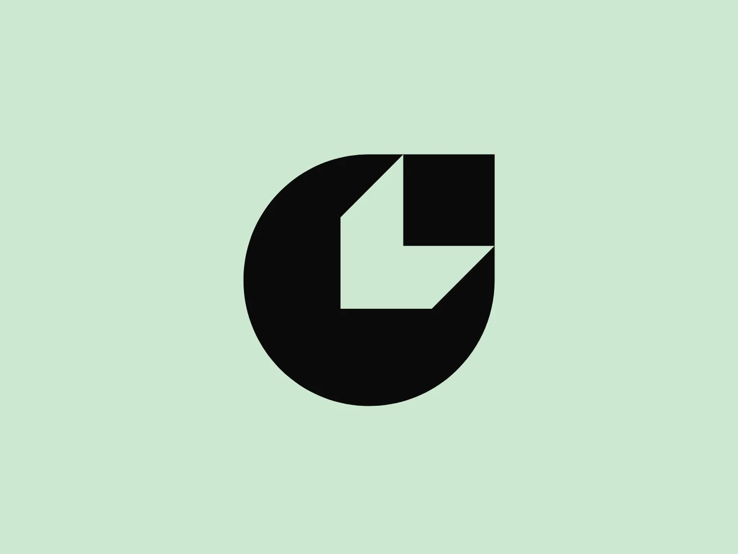 The Consensys logo features a bold, black circular shape with a striking white negative space that forms a distinctive 'G' letterform. The design is minimalistic and modern, incorporating sharp angles within the 'G' that contrast with the smooth curvature of the circle. The logo achieves a powerful visual presence through the balance between the solid black area and the stark white space, showcasing a dynamic sense of movement and precision.
