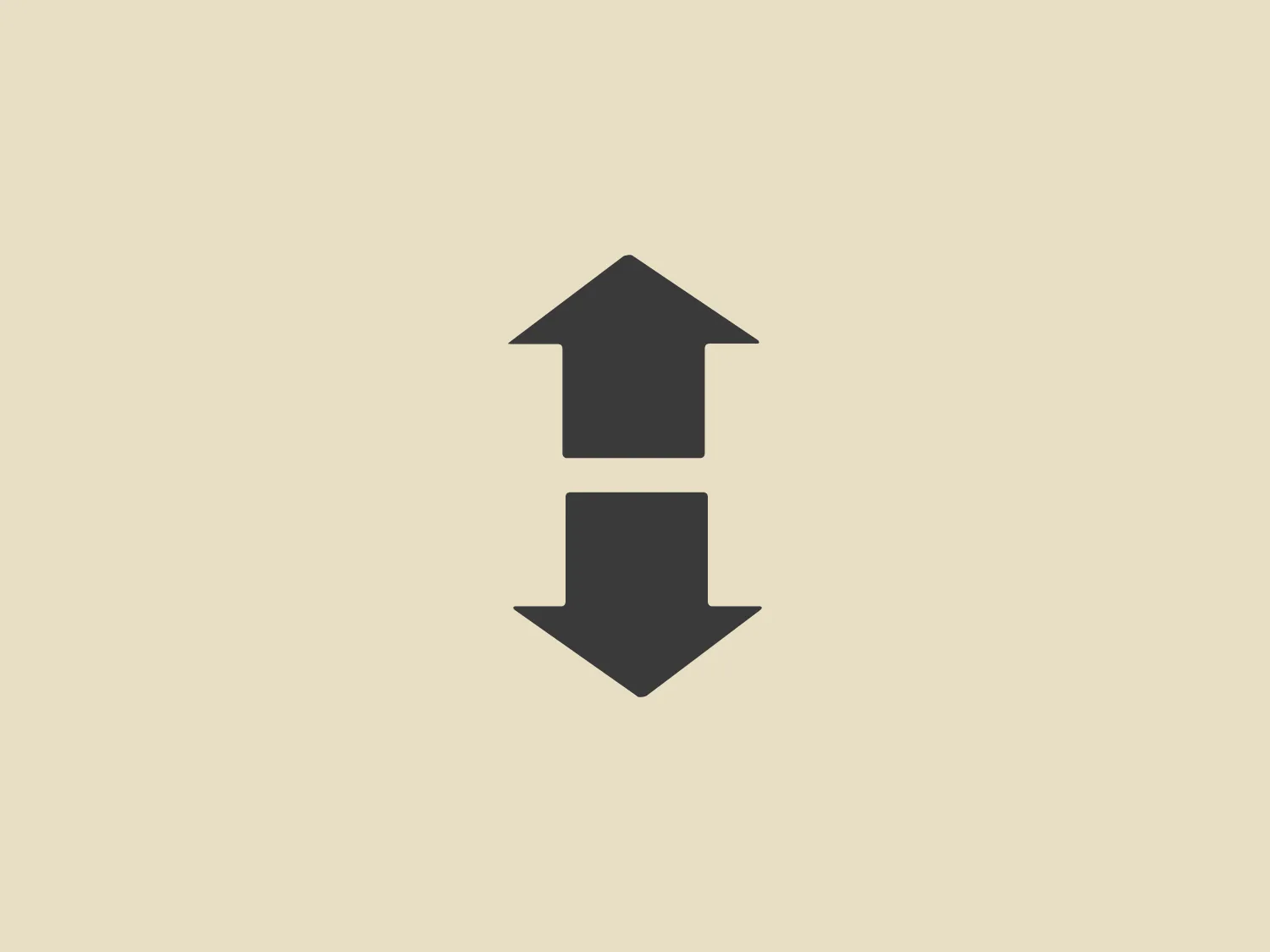 The Haller logo features two symmetrical arrows in a bold, geometric design, one pointing upwards and the other directly below it pointing downwards. Both arrows are identical in shape and size, with a solid, warm shade of orange, standing out for its vibrancy and simplicity. The minimalist design, with no additional embellishments or text, gives it a modern and clean aesthetic suitable for a variety of applications. The arrows are contained within a square boundary implied by the even spacing around the elements.