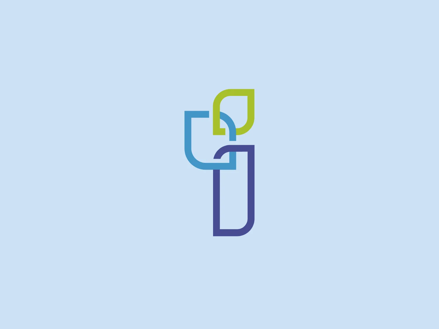 The image showcases a modern, abstract logo composed of interlocking shapes. The design aesthetic features three stylized, rectangular links that seem to form a chain, with each link transitioning smoothly in color from the next—blue to purple to green—creating a gradient effect. The contours of the shapes are rounded, providing a sense of continuity and flow. The colors are vibrant and give the Island Sexual Health logo a fresh and dynamic look. The overall feel of the design is sleek, contemporary, and suggestive of connectivity or networking.