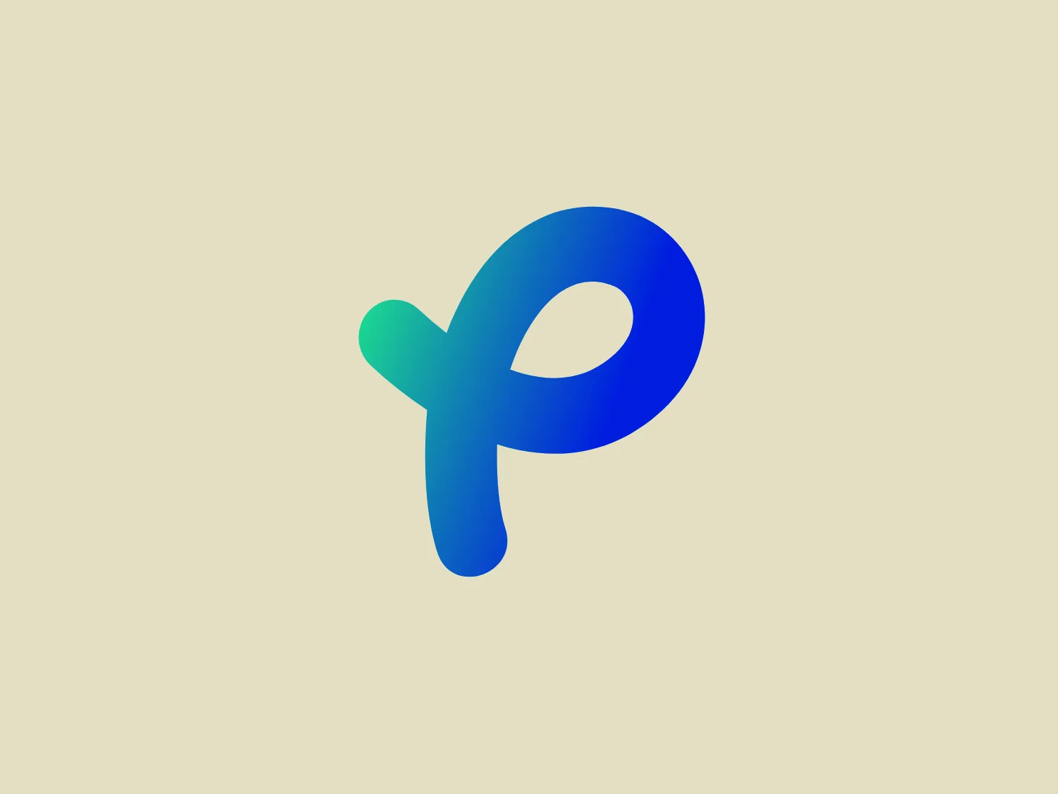 The logo for Pakodemy is an abstract, ribbon-like symbol representing a lowercase letter "p". It features a gradient blending from a teal-like turquoise at the tail end to a deep blue at the upper loop. The overall design is modern and fluid with a playful twist, suggesting movement and dynamism. There are no sharp edges; instead, all lines smoothly curve, implying a sense of continuity or infinity. Given the cool hues of the logo, a soft background that complements without overpowering would be ideal.
