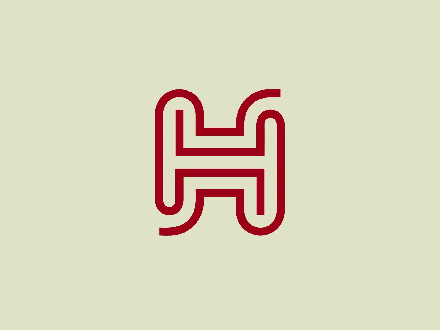 The Halleskogs logo is a stylized and bold interconnected image, creating a symmetrical, abstract form. It features two mirror-image elements resembling an amalgamation of the letters "H" and "N". The smooth lines with rounded corners give the logo a fluid and modern look. Colored in vivid red with gradient effects, this sophisticated and geometric design exudes an energetic and contemporary feel.