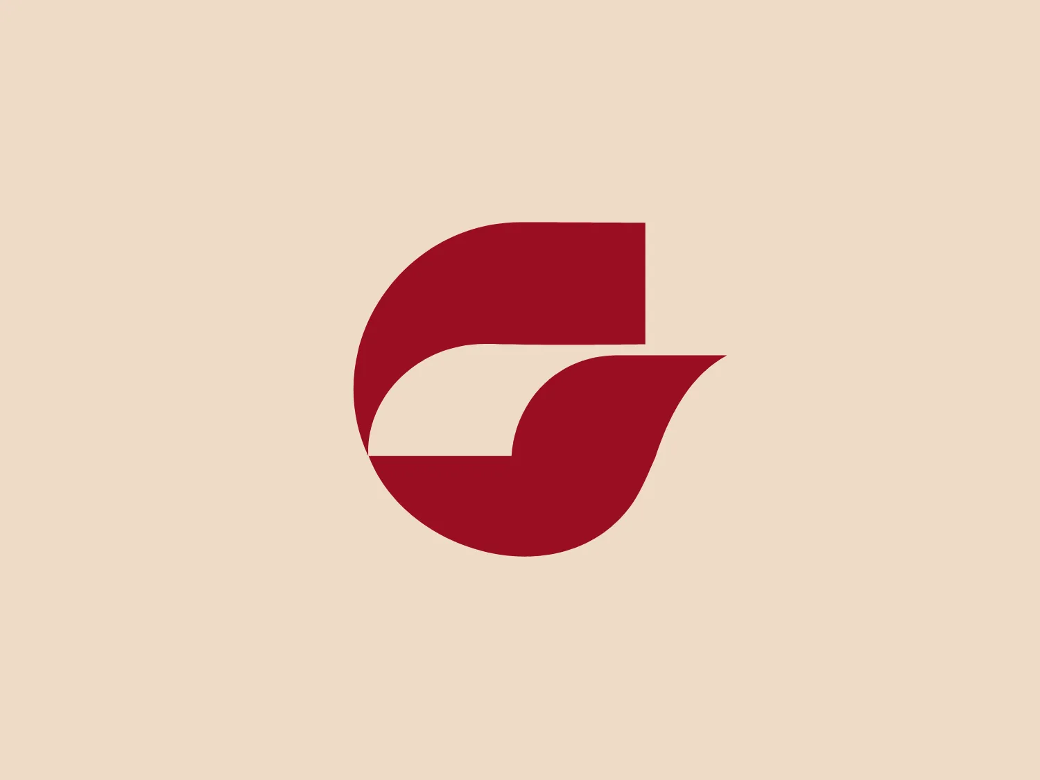 The Gregory Sign logo is a sleek, modern design featuring bold, curving shapes in a rich, deep red color. White negative space cleverly separates and defines the elements, creating a letter or symbol. The smooth, flowing shapes embody elegance and simplicity, giving the logo a professional and minimalist aesthetic.