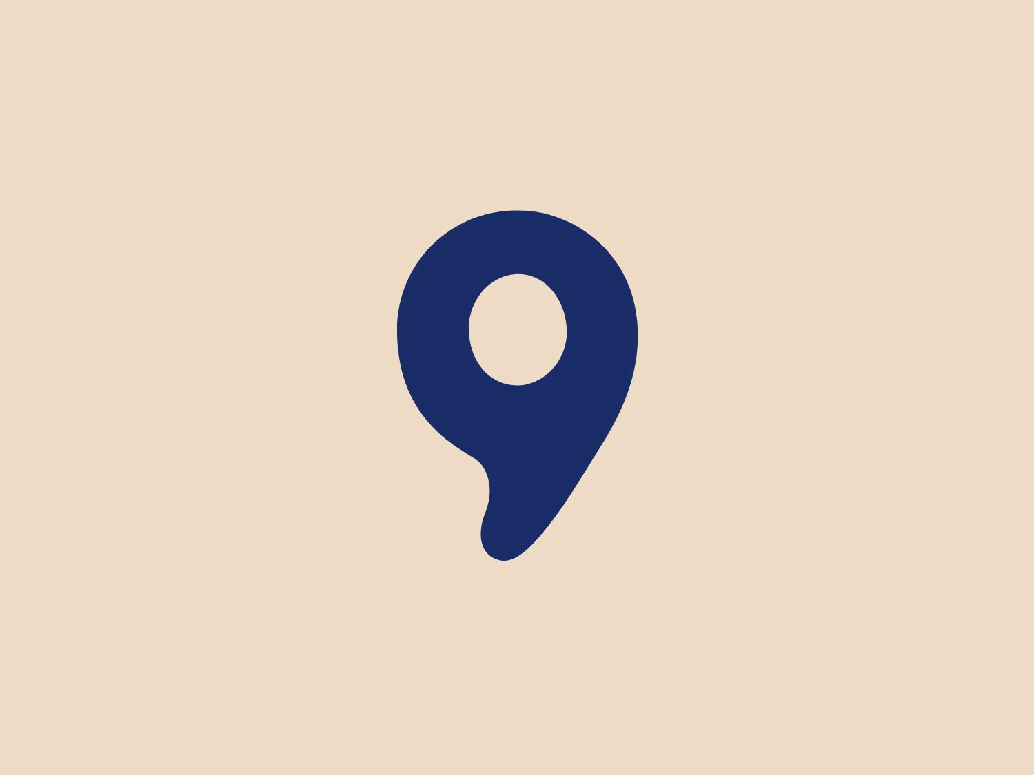 The Nordic 9 logo showcases a modern, dark blue stylized map pin symbolizing location and navigation, with a small circle pinpointing the exact location within the larger teardrop shape. The minimalistic design ensures it stands out against a light background.