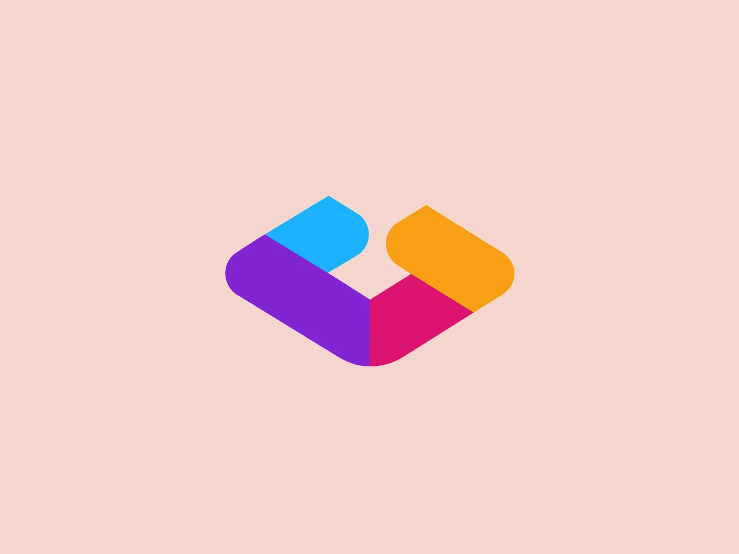 The logo for Gridly depicts a modern and stylized design with vibrant geometric shapes. A square and a rhombus are juxtaposed to create an abstract letter "U" or a dynamic arrow pointing to the right. The color scheme includes bright cyan blue (#40C4FF), vivid magenta (#FF4081), and warm yellow (#FFC107), blending seamlessly where the shapes overlap to suggest connectivity. This playful and energetic aesthetic is suitable for a brand that emphasizes innovation and forward-thinking.