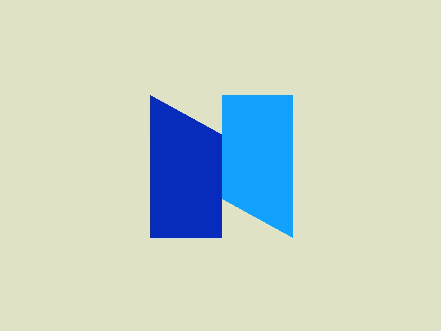The Novare logo features two overlapping geometric shapes. The background is a deeper blue (#0040FF), resembling a right triangle, while the front shape is a brighter, cyan-blue (#00BFFF) parallelogram, representing movement or transformation. The overall design is modern and minimalist, evoking innovation and forward-thinking through its use of color contrast and dynamic shape interaction.