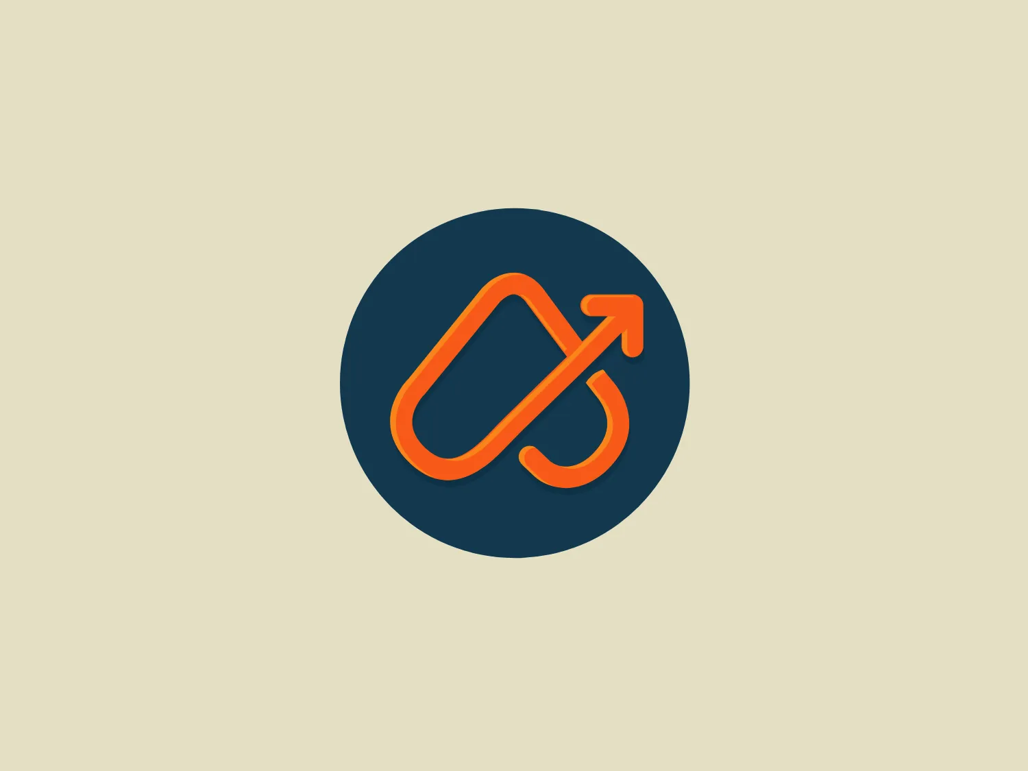The Alcoolismo logo features a stylized, orange icon resembling an infinity symbol or a racetrack, with a looping form that has an arrow pointing upwards on the right side, indicating progress or forward movement. This icon is central and is encompassed within a dark blue circle which provides a solid, contrasting background that enhances the visibility of the orange figure. The overall design aesthetic is modern, with clean lines, a sense of continuity, and dynamism. The choice of a clean sans-serif typeface would likely complement this logo well.