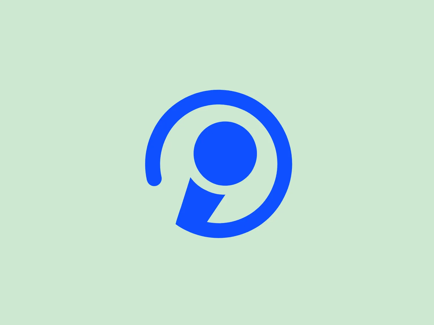 The iSing logo features a stylized, abstract design that resembles a circular motion or a spiral with a dynamic feel, using a bright and bold shade of blue. It is comprised of a central circular shape that appears to be in motion, flowing into a curved tail that swirls around it, giving an impression of speed or rotation. The tail diminishes in width as it spirals around the central circle, contributing to the dynamic energy of the design. This logo has a modern and minimalist look that conveys movement and transformation.
