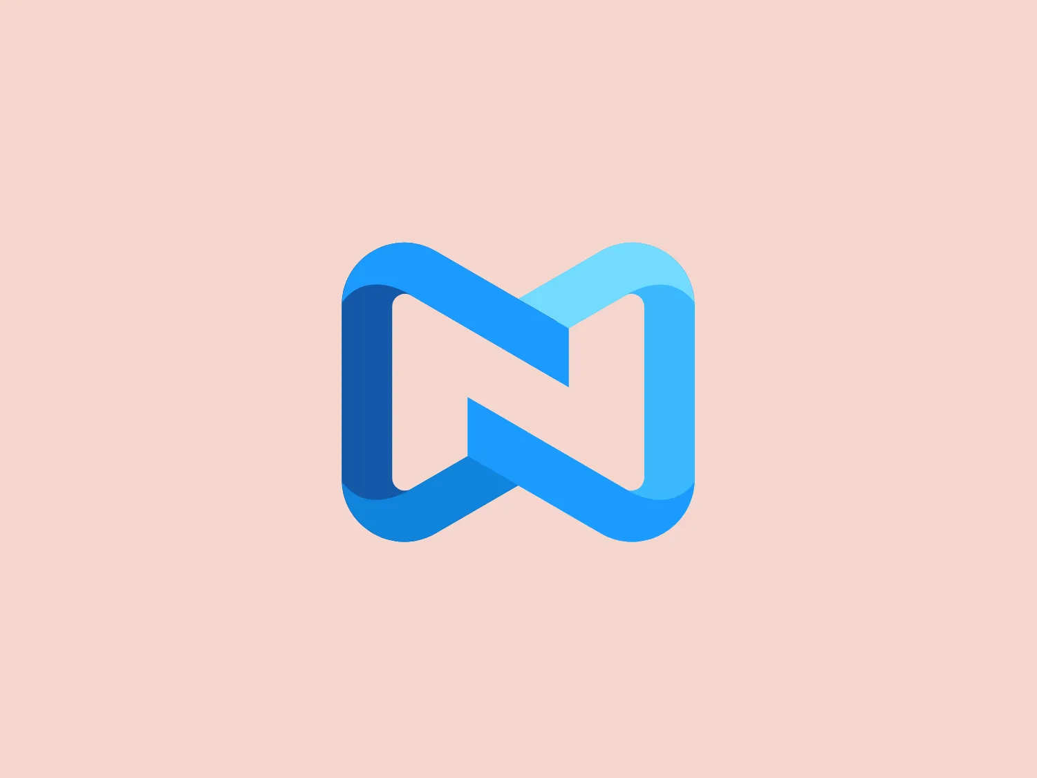 The Nomad logo showcases a stylized letter "N" made up of interconnected three-dimensional shapes. The design resembles an infinity symbol or a loop, conveying dynamism and continuity. It utilizes two shades of blue -- a lighter shade (#5BA4DA) on the left and a deeper hue (#2775B6) on the right -- both with subtle gradients creating depth. This modern, clean design suggests technology and digital sophistication, with the lighter blue emitting a soft glow that adds a friendly yet professional touch.