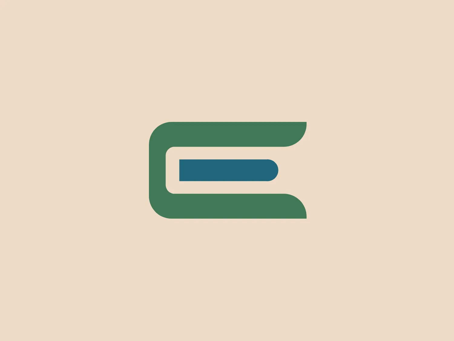 This logo for Enseignement features a modern and minimalist design with a stylized letter 'E' composed of three parallel horizontal bars enclosed in a partial geometric frame. The overall shape resembles a block letter 'E' with a contemporary twist. It employs a cool, muted green which gives it a professional and fresh look, suitable for a company or brand seeking a clean and efficient aesthetic. There are no additional embellishments, reinforcing a sleek and simple identity.