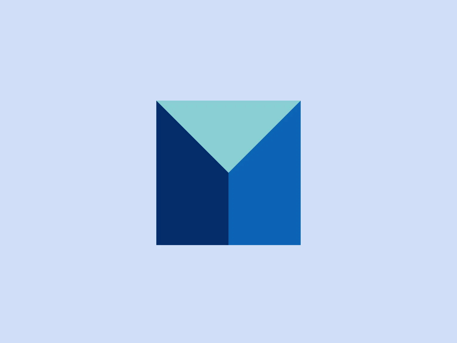 The Collège de Maisonneuve logo features a stylized letter "M" with geometric shapes. It consists of two triangles meeting at the tip, creating a pointed vertex at the top, and a larger inverted triangle intersecting them, giving the impression of a 3D effect. The color palette includes a light sky blue for the upper triangle and a deep navy blue for the lower part. The design aesthetic is modern and minimalist, with bold colors and clean lines. There is a clear contrast between the two blues, highlighting the "M" shape against a white background. The simplicity and color contrast make it versatile and easily recognizable.