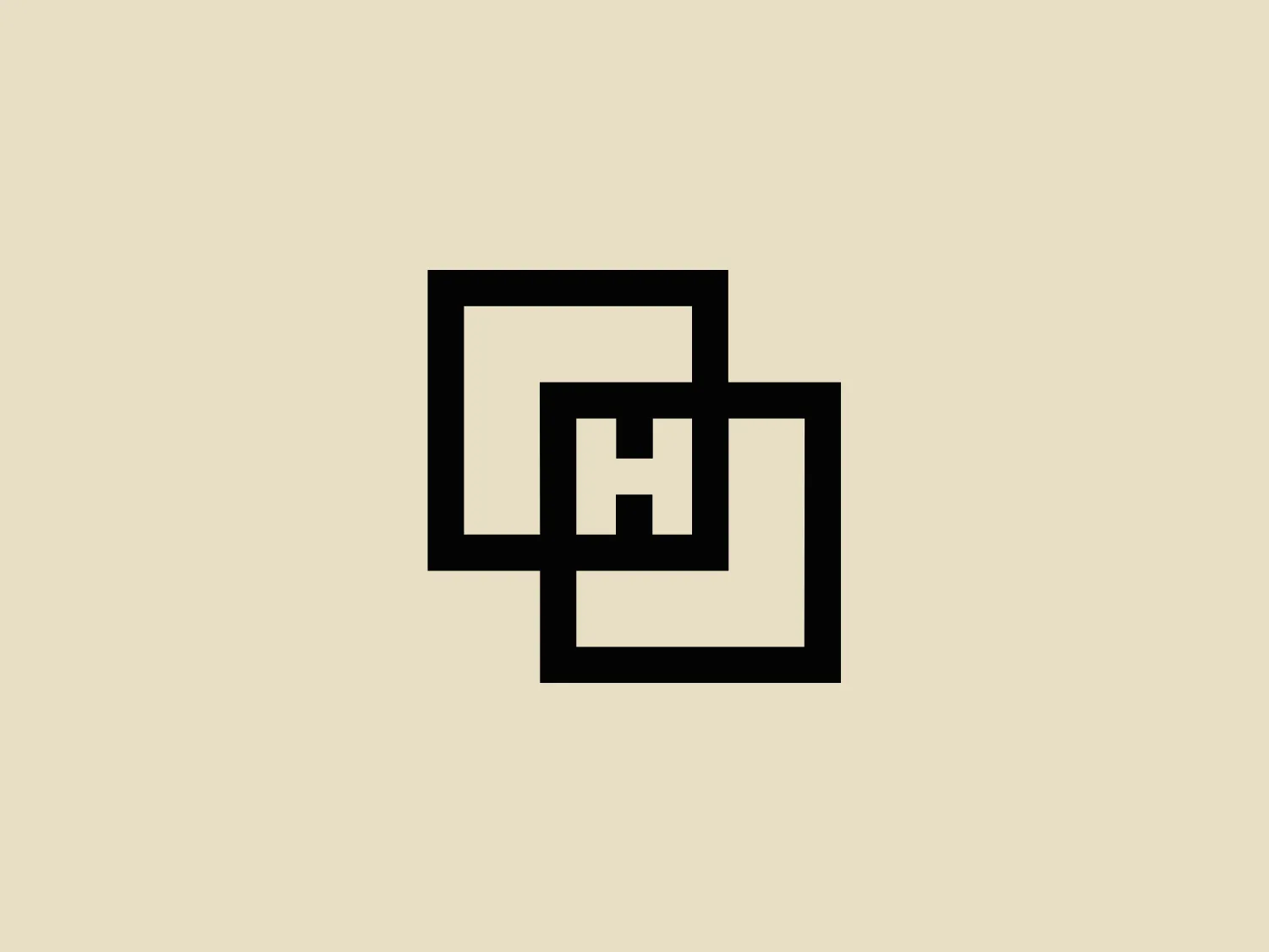 The Haven Inc logo is a minimalist and abstract design featuring three nested squares with varying line weights, creating a sense of depth and hierarchy within the shapes. The squares are placed at slightly different angles, with the smallest square at the center turned on its axis to align its corners with the midpoints of the larger square. The stark black on a plain white background offers a strong contrast, accentuating the modern and sophisticated aesthetic of the design.