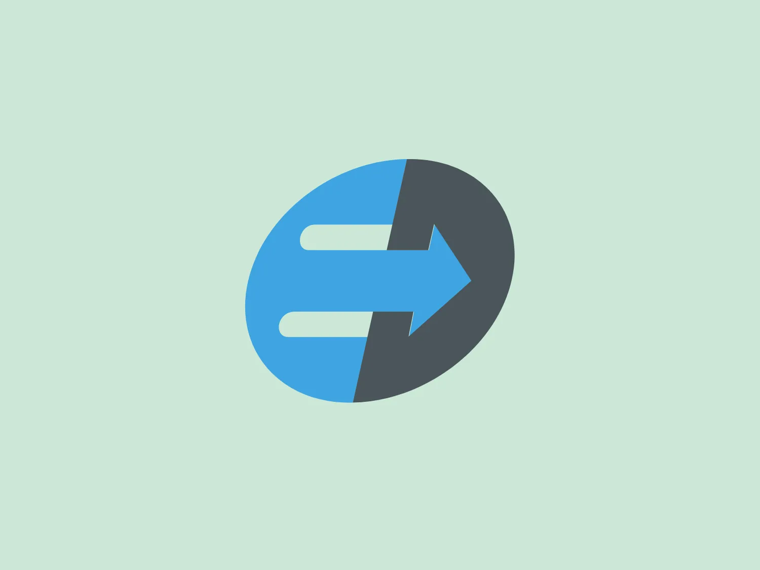 The El-Kretsen logo features a stylized, right-facing arrow in white, which is split in the middle, giving the appearance of speed or motion. This arrow is set against a circular backdrop that is divided diagonally from the top left to the bottom right. The upper half of the circle is a light blue color, while the lower half is a dark gray, creating a bold contrast. The design has a modern and dynamic feel, with a clean and simple aesthetic that suggests movement and directionality. The use of negative space with the white arrow adds to the logo's visual impact.