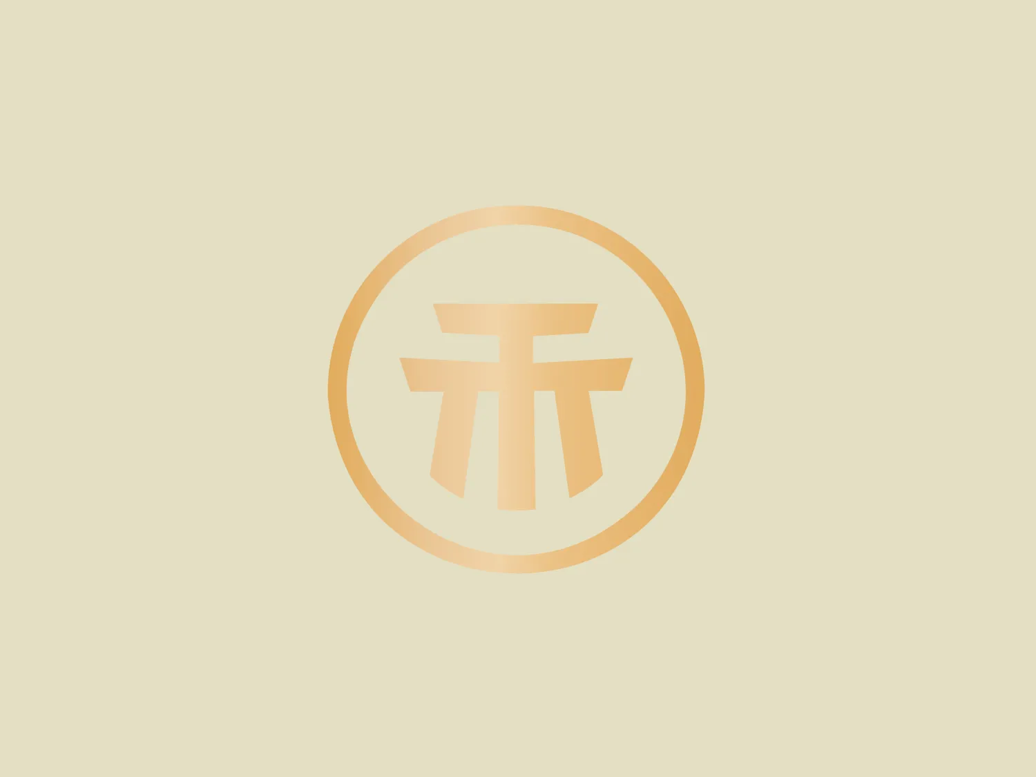 The Meßmer logo is a stylized, modern image with a circular border. Inside the circle is a unique character or symbol consisting of three vertical lines connected at the top by two horizontal strokes, and an additional horizontal line through the center, suggesting a bridge-like structure. The design has a clean and minimalist appearance with a monochromatic color palette, utilizing shades of gold or beige. It conveys a sense of stability and balance through symmetry.
