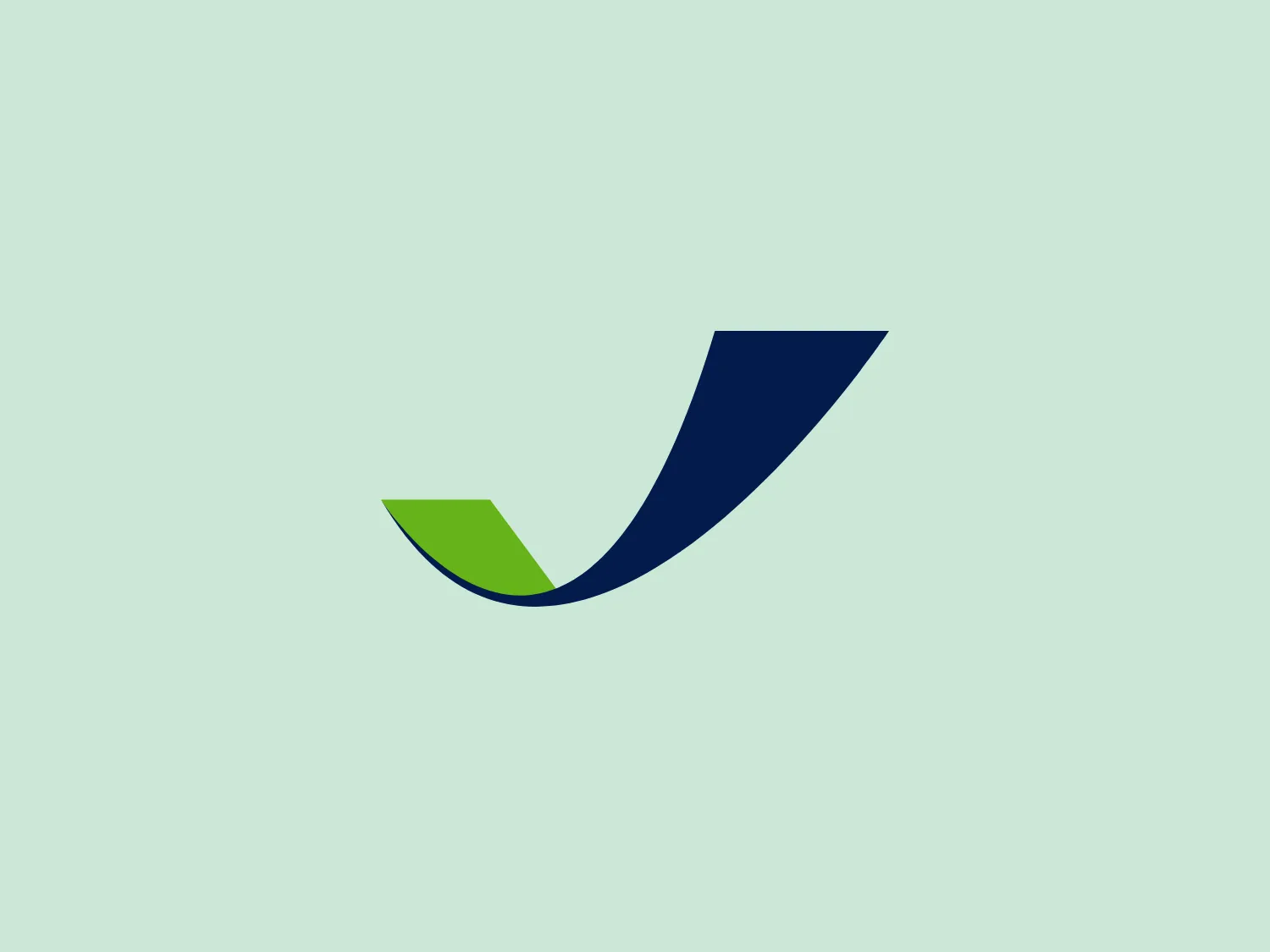 The Velocity Credit Union logo features a stylized checkmark composed of two distinct shapes. The main body of the checkmark is a deep navy blue, appearing sleek and modern, complemented by a small, bright green leaf-like shape at the bottom, suggesting growth or eco-friendliness. The overall design is minimalist and dynamic, with a clear sense of motion implied by the checkmark's curved tail. The logo conveys a sense of completion, positivity, and environmental consciousness.
