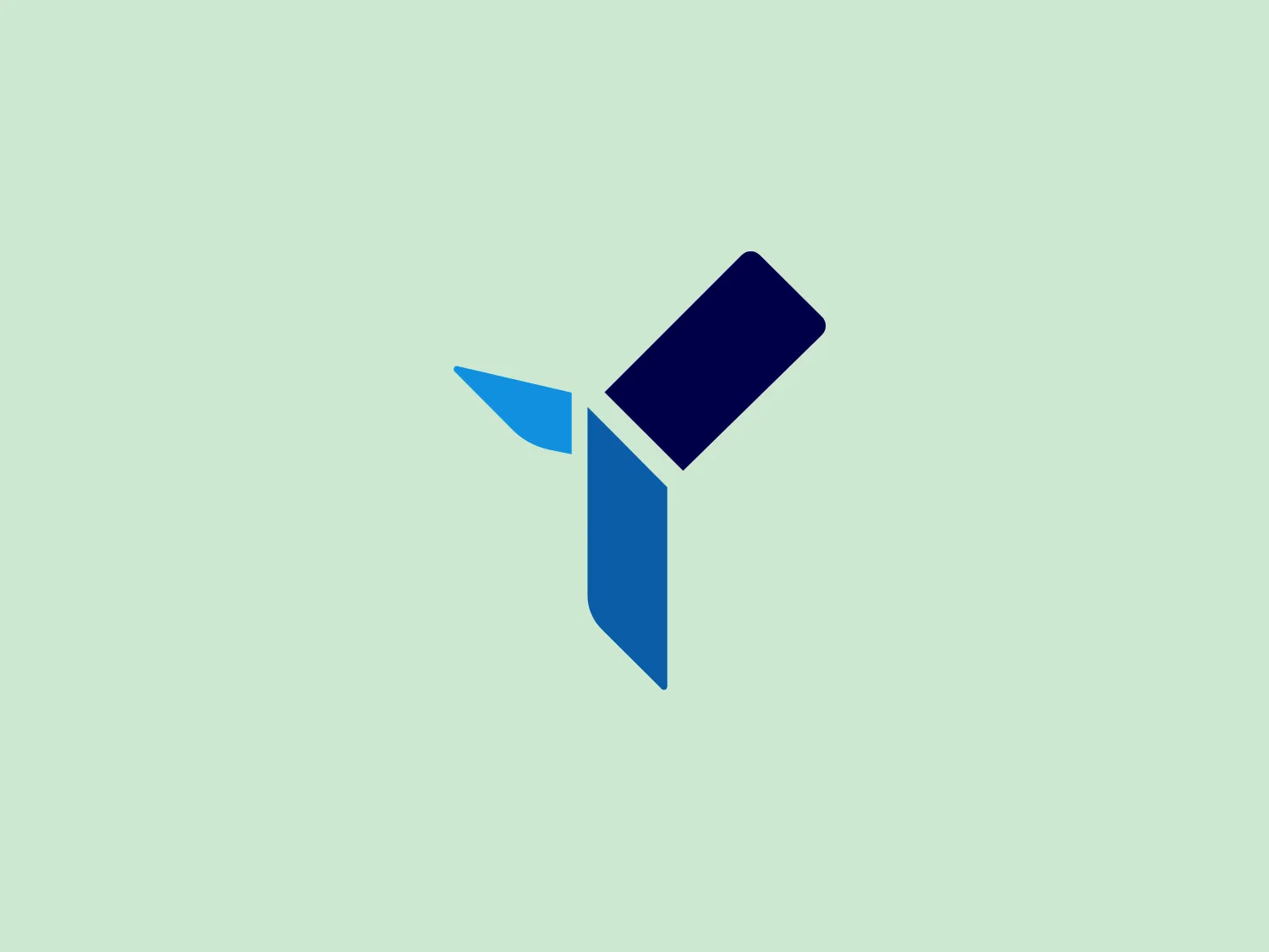 The City of Yokohama logo features a stylized, abstract design resembling a pin or a location marker. It is composed of geometric shapes, with a dominant dark blue rectangle that forms the body. Attached to the rectangle is a smaller, light blue triangle representing a pointed tip, giving it a directional or navigational feel while also possibly suggesting some form of pinpointing or marking. The overall aesthetic is modern and minimalistic, with clean lines and a sharp contrast between the two shades of blue. There's an element of movement or directionality within the shapes' arrangement, and the logo conveys a sense of precision and technology.
