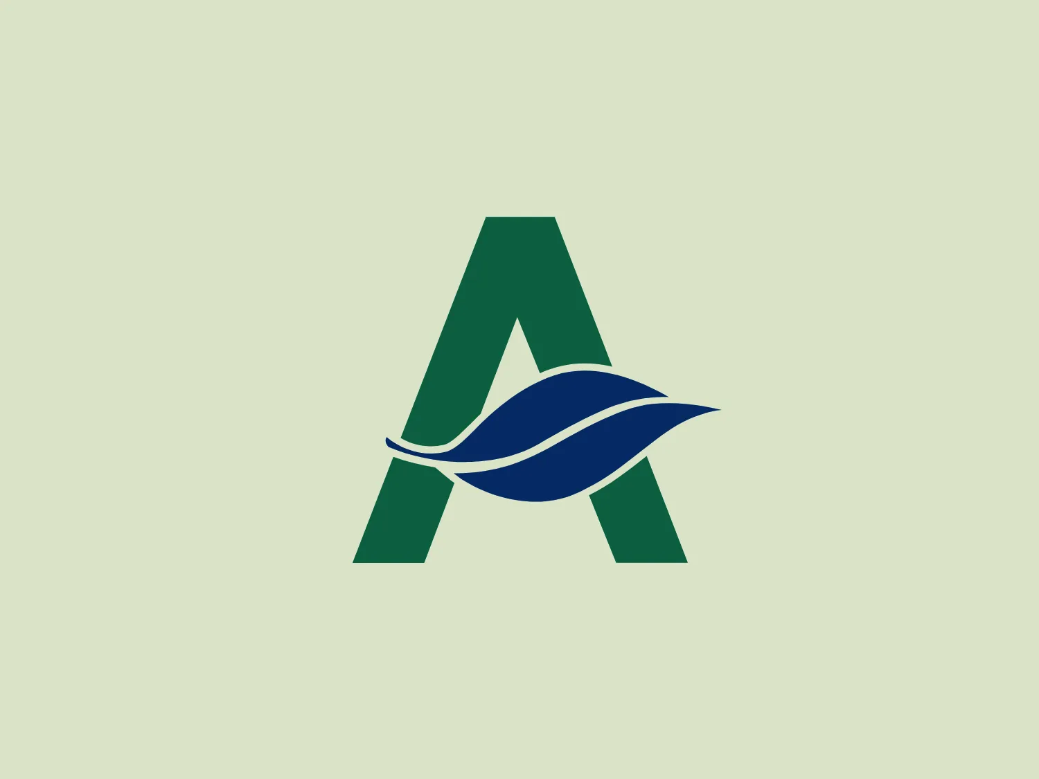 The IAITC logo showcases a bold, dark green capital letter 'A' with a stylish, navy blue leaf shape horizontally embedded within its negative space. The leaf features a smooth, flowing design that conveys a sense of natural elegance and growth, while the sharpness of the 'A' communicates stability and strength. The use of cool, dark tones gives the logo a professional and mature aesthetic, making it ideal for a background that provides a soft contrast while maintaining the logo's organic and professional feel.
