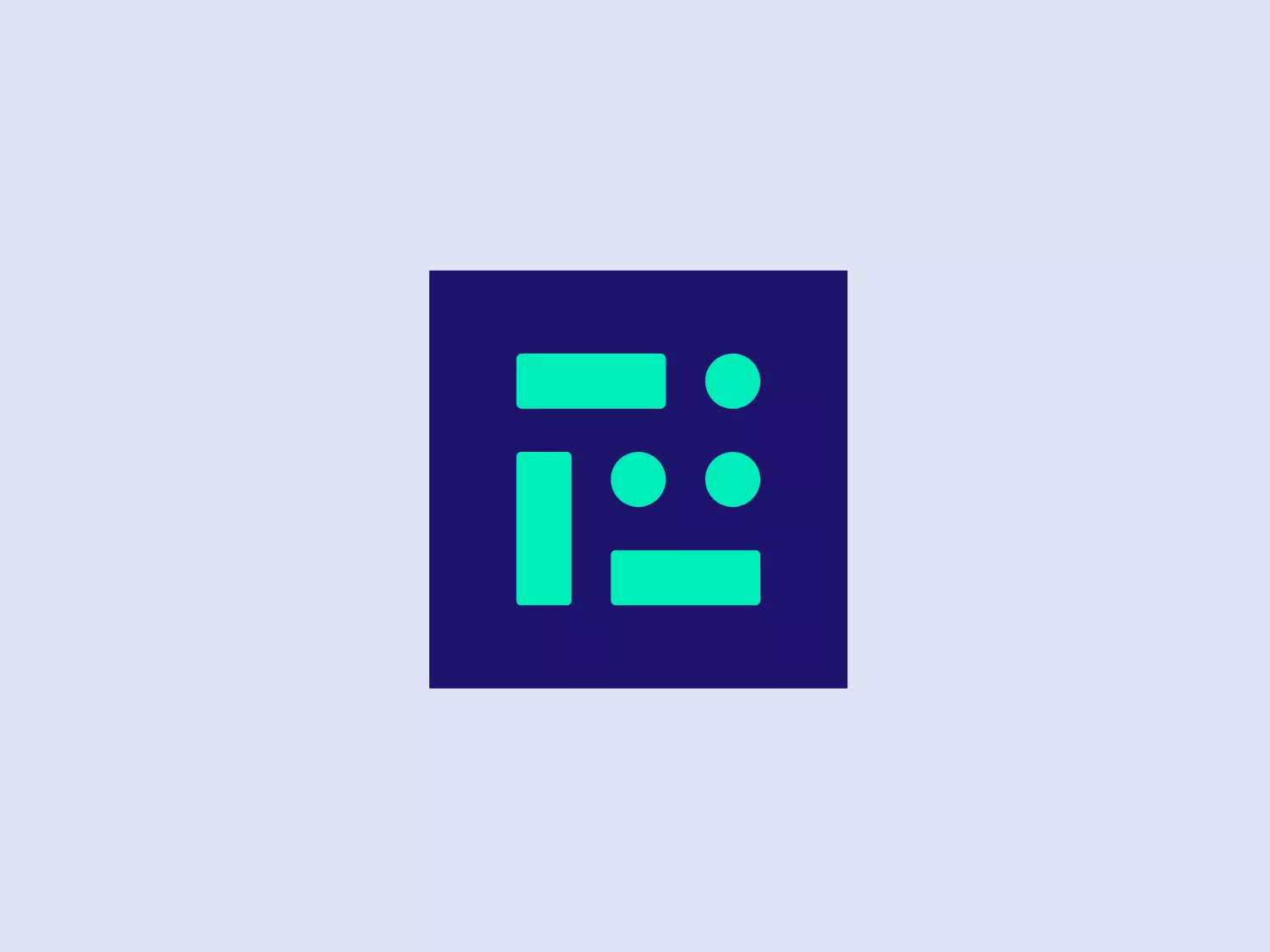 The env0 logo showcases a stylized design with geometric shapes creating an abstract image. It features a divided square with bold shapes on the left and a cluster of circles on the right. The vibrant electric turquoise for the shapes and deep navy blue background create a modern and dynamic appearance.